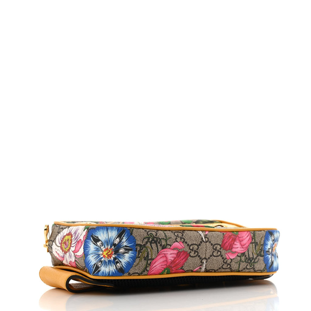 GG Supreme Monogram Flora Medium Ophidia Belt Bag Beige Multicolor Crop