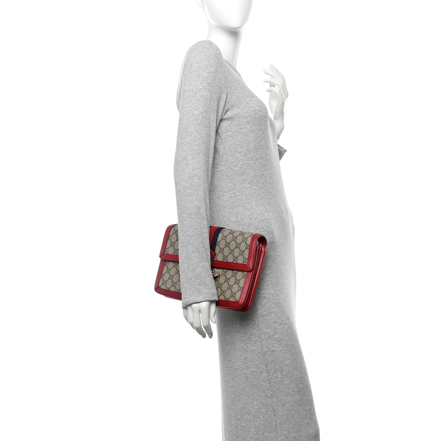 GG Supreme Monogram Medium Queen Margaret Shoulder Bag Red