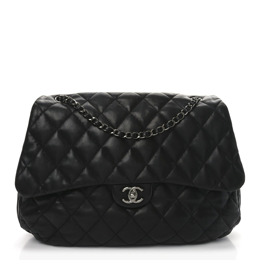 Lambskin Quilted Chanel 3 Maxi Flap Bag Black