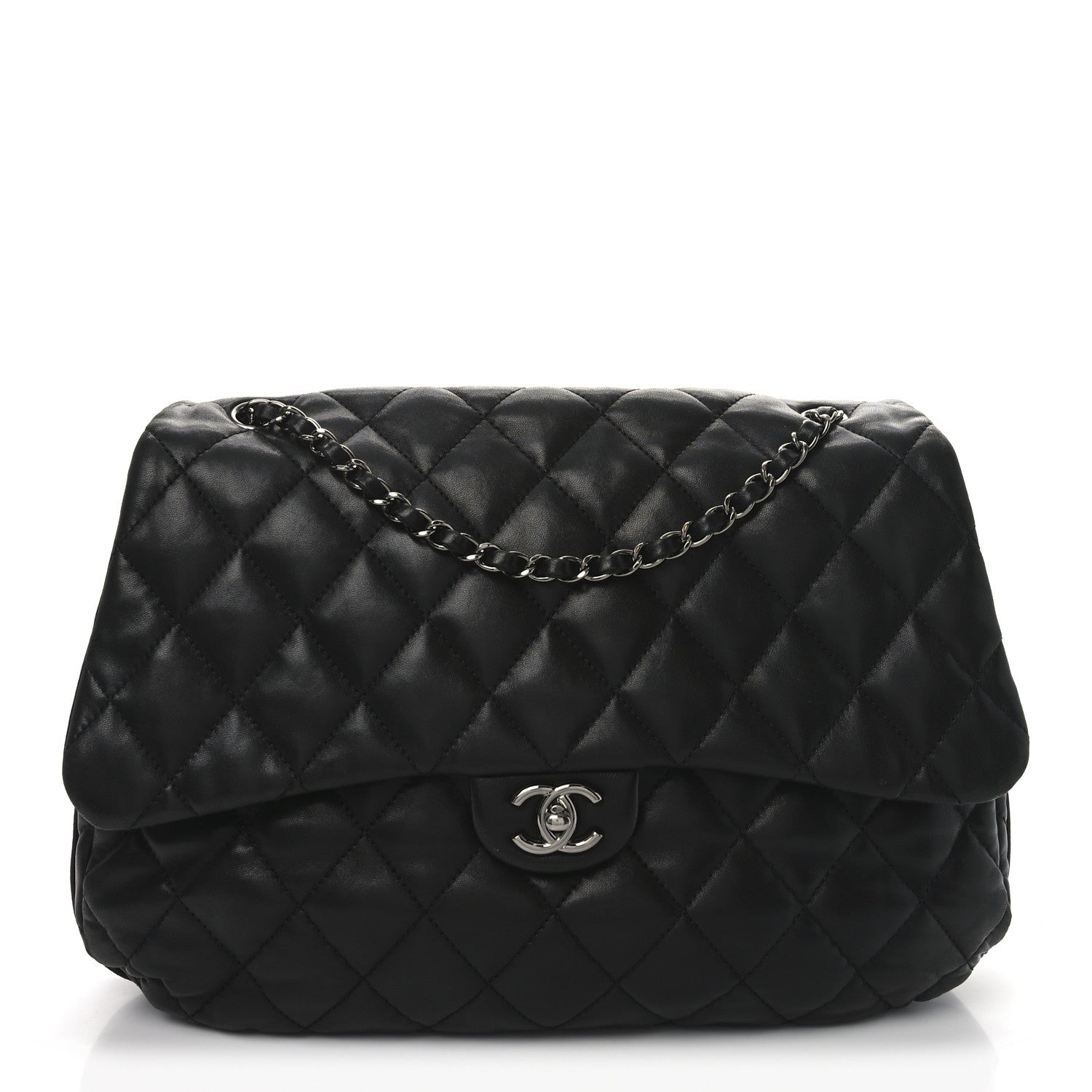 Lambskin Quilted Chanel 3 Maxi Flap Bag Black