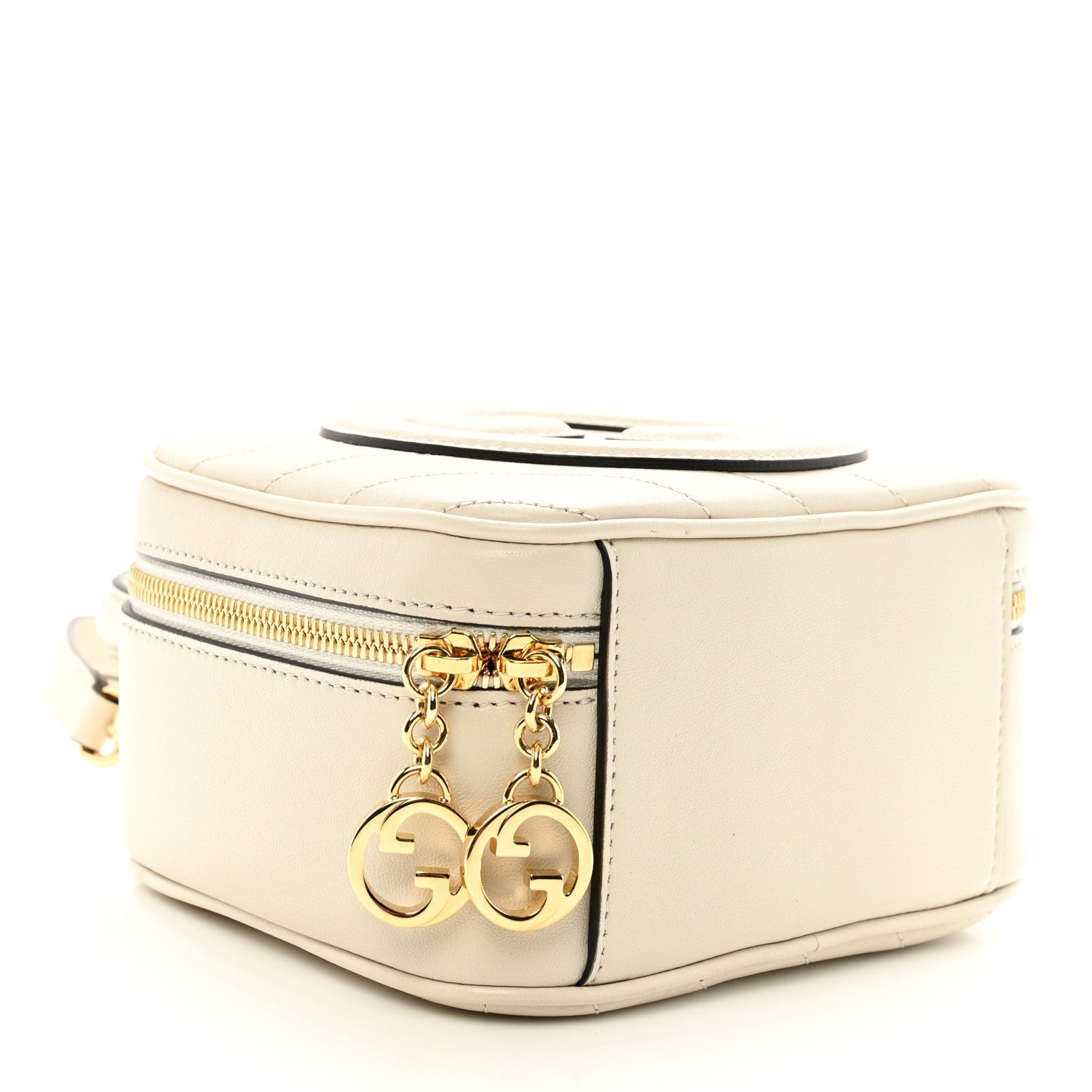 Sakai Be Green Calfskin Diagonal Stitched Blondie Top Handle Bag Mystic White