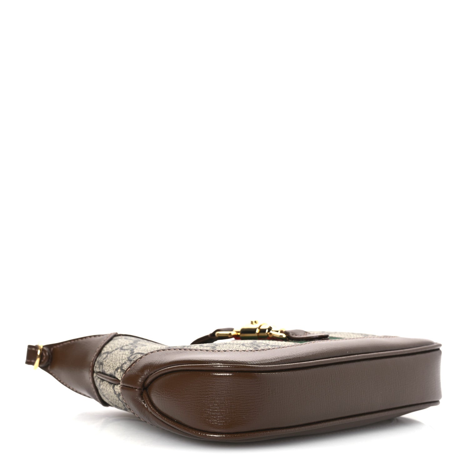 GG Supreme Monogram Azalea Calfskin Web Mini Jackie 1961 Hobo Beige Ebony Brown Sugar