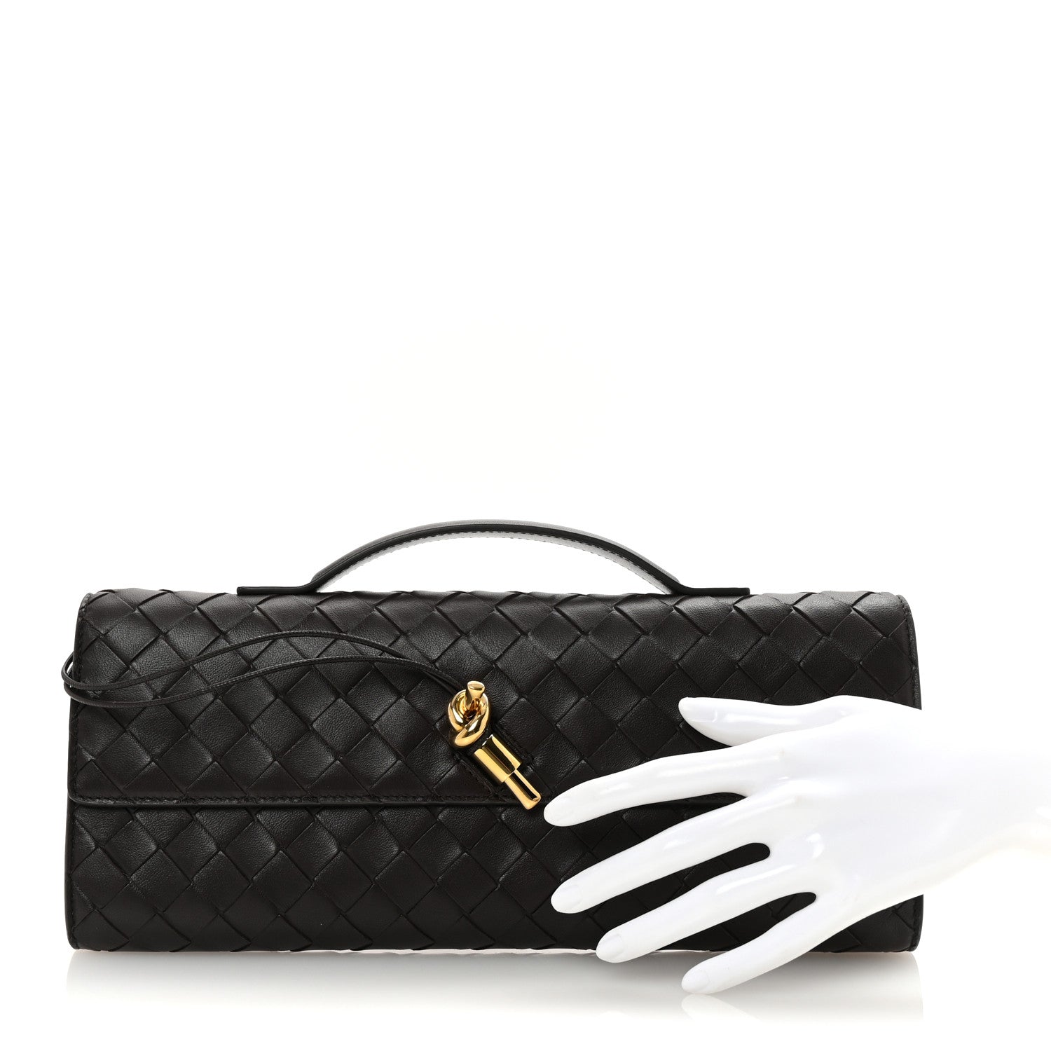 Nappa Intrecciato Long Andiamo Top Handle Clutch Fondant