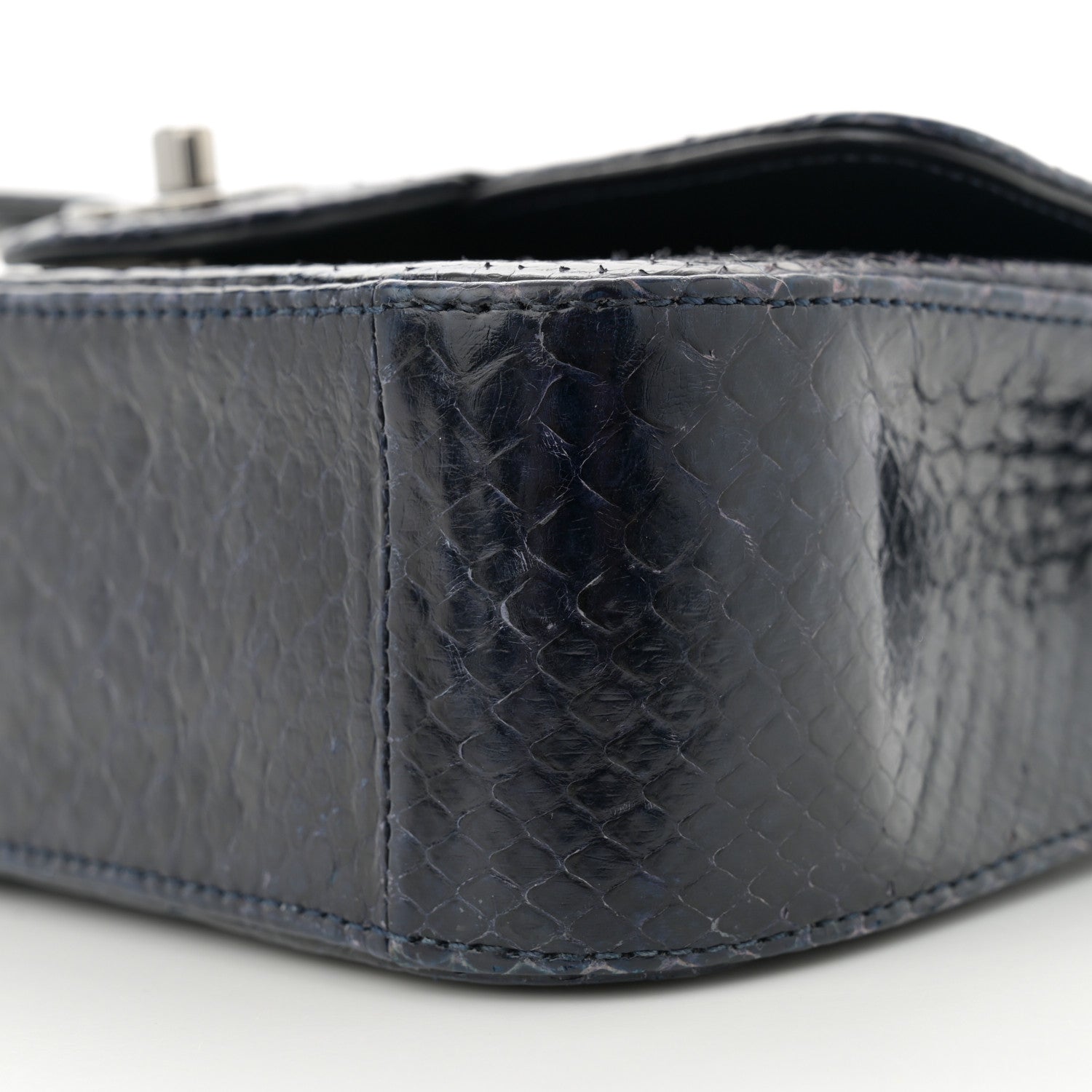 Snakeskin Mini Rectangular Flap Navy Blue