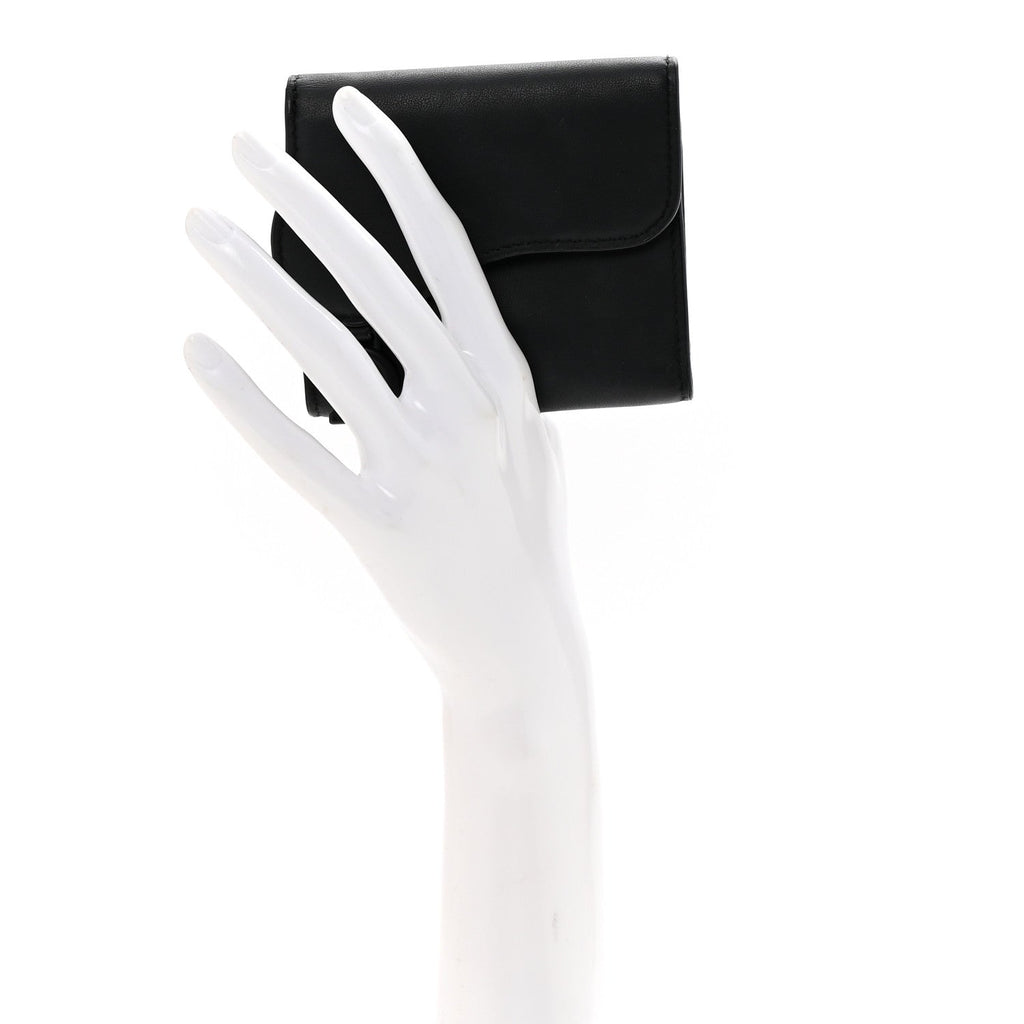 Ultra Matte Calfskin Saddle Lotus Wallet Black