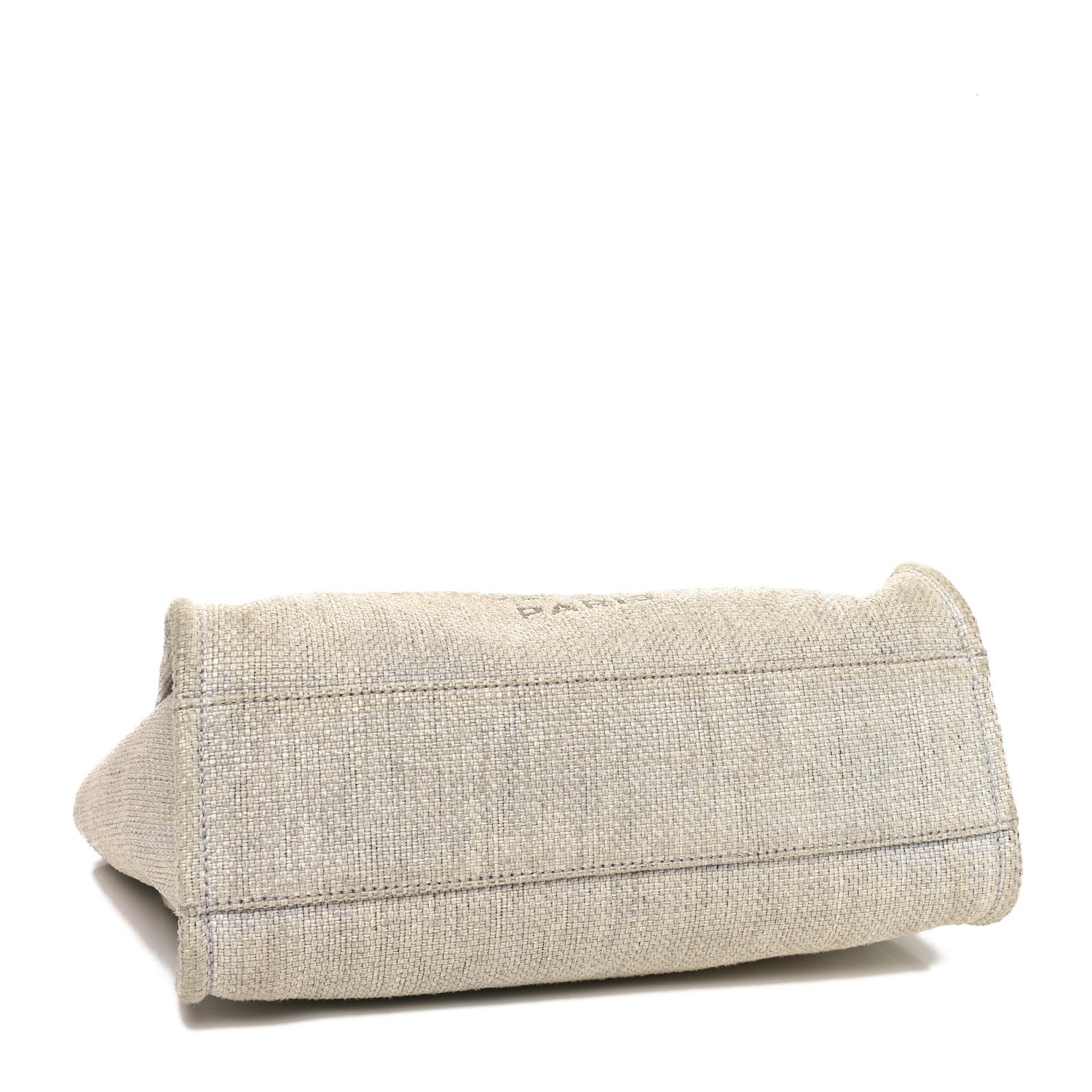 Woven Straw Raffia Small Deauville Tote Grey