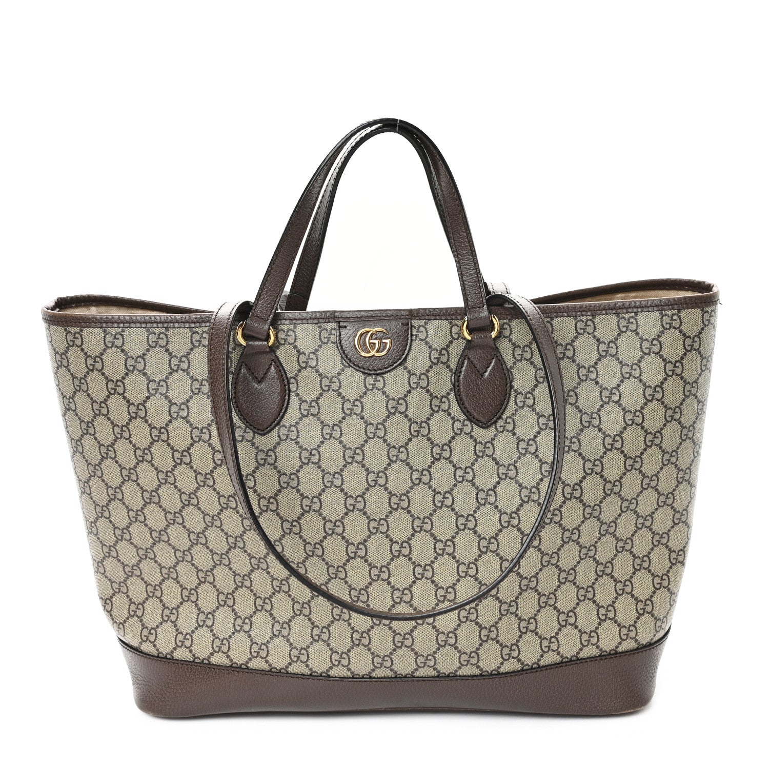 GG Supreme Monogram Textured Calfskin Medium Ophidia Shoulder Tote Bag Beige Ebony New Acero