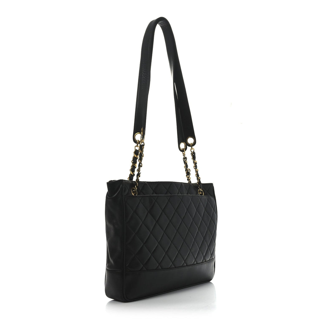 Lambskin Quilted Shoulder Bag Black