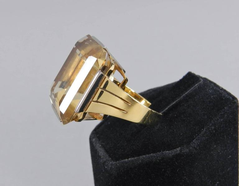 Vintage 1970's Retro Style Eszeha Smoky Citrine Gold Bracelet and Ring Set
