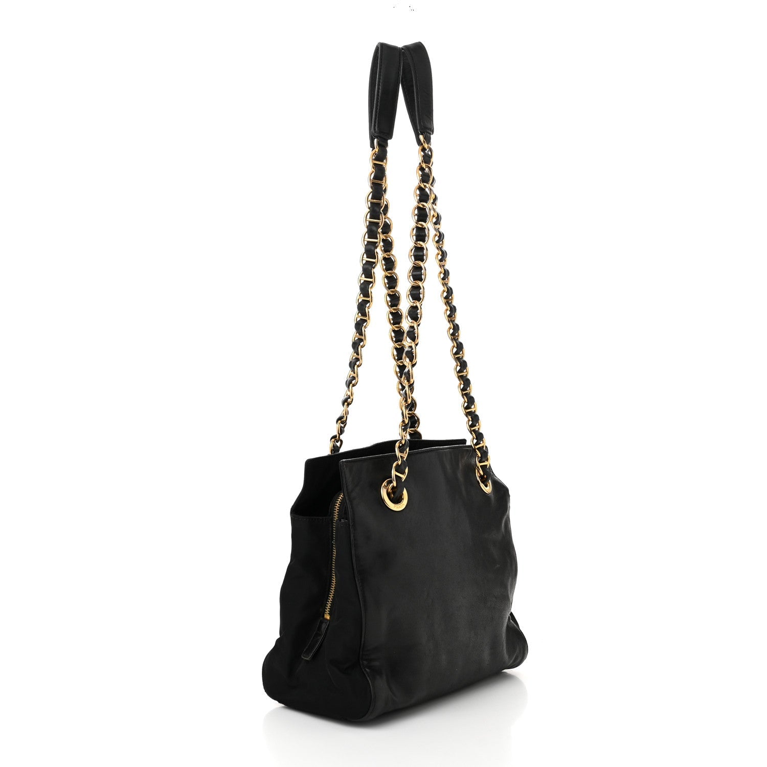 Nappa Tessuto Nylon Small Shoulder Bag Black