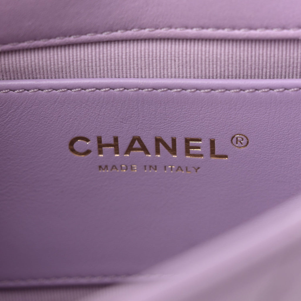 Lambskin Quilted Braided CC Small Flap Lilac