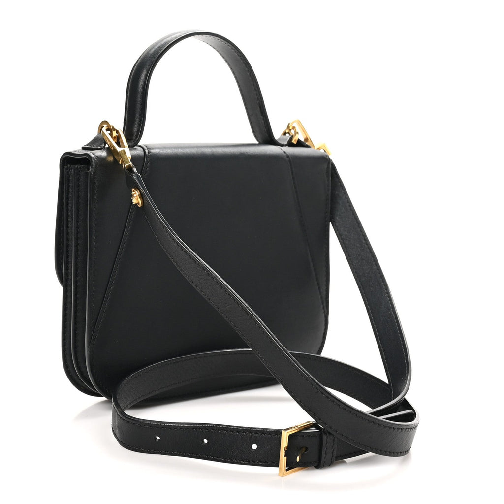 Vitello Barocco Virtus Small Top Handle Shoulder Bag Black