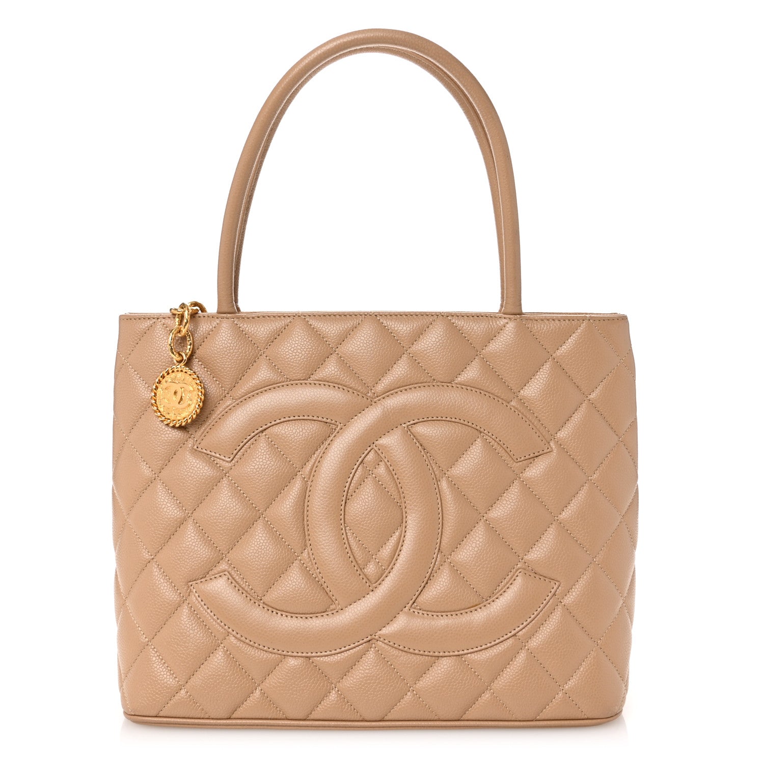 Caviar Quilted Medallion Tote Beige