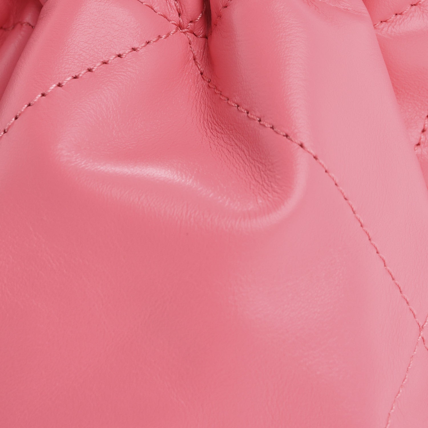 Shiny Calfskin Quilted Rainbow Metal Mini Chanel 22 Coral Pink