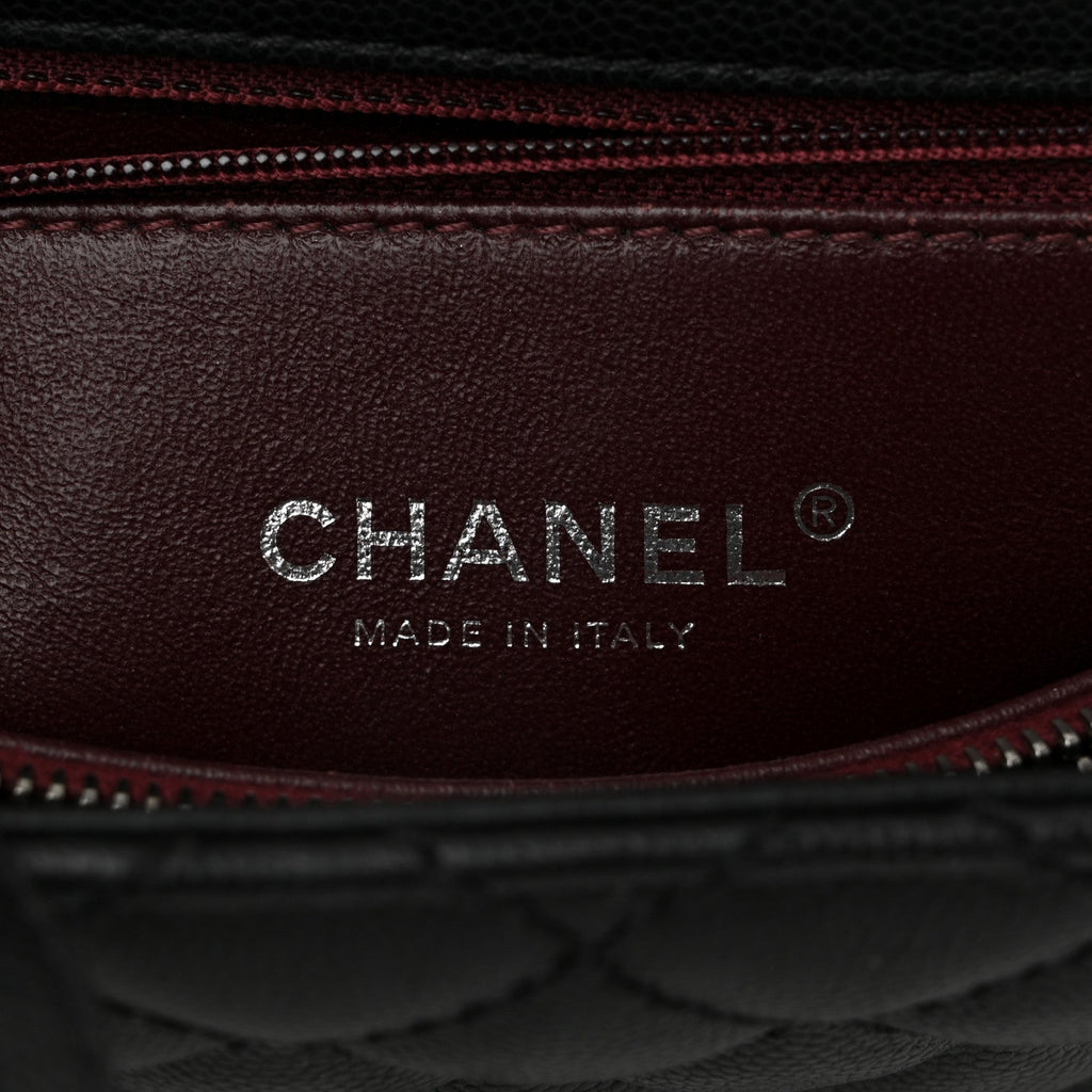 Caviar Lizard Quilted Large Coco Handle Flap Grey