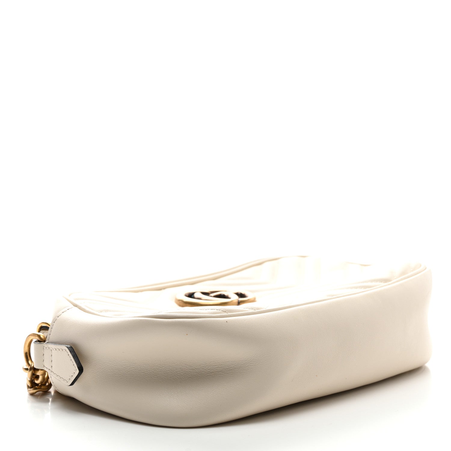 Calfskin Matelasse Small GG Marmont Chain Shoulder Bag White