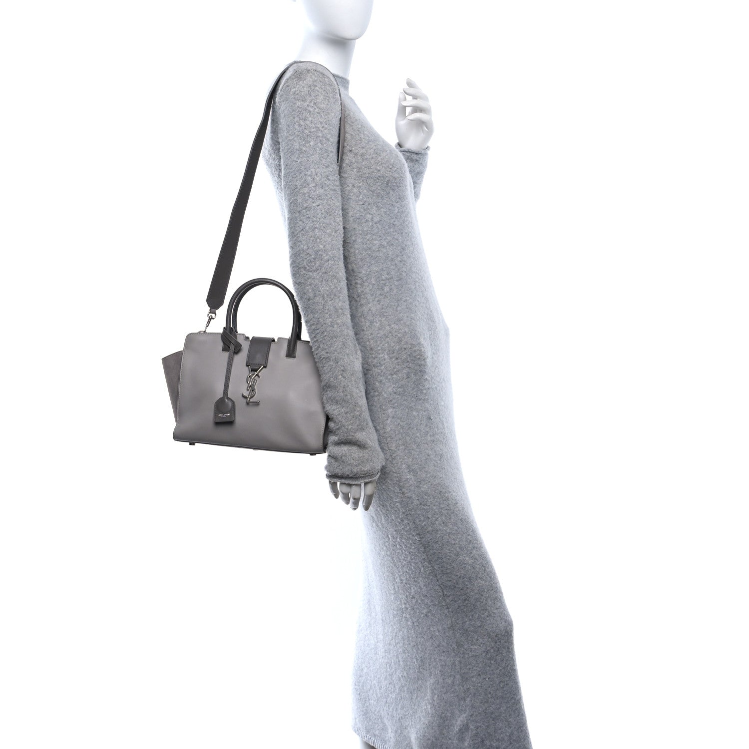 Calfskin Suede Baby Monogram Downtown Cabas Grey