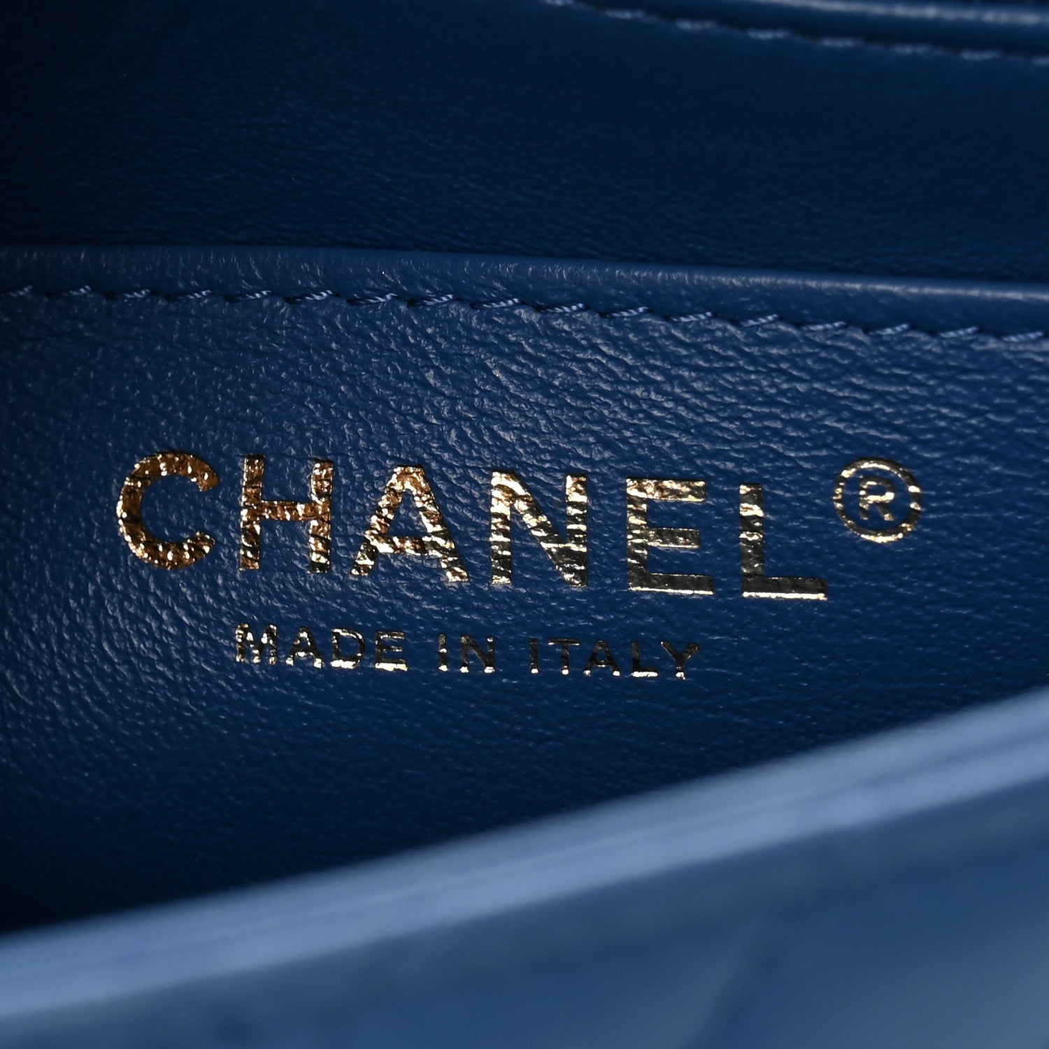 Lambskin Chevron Quilted Mini Square Flap Blue