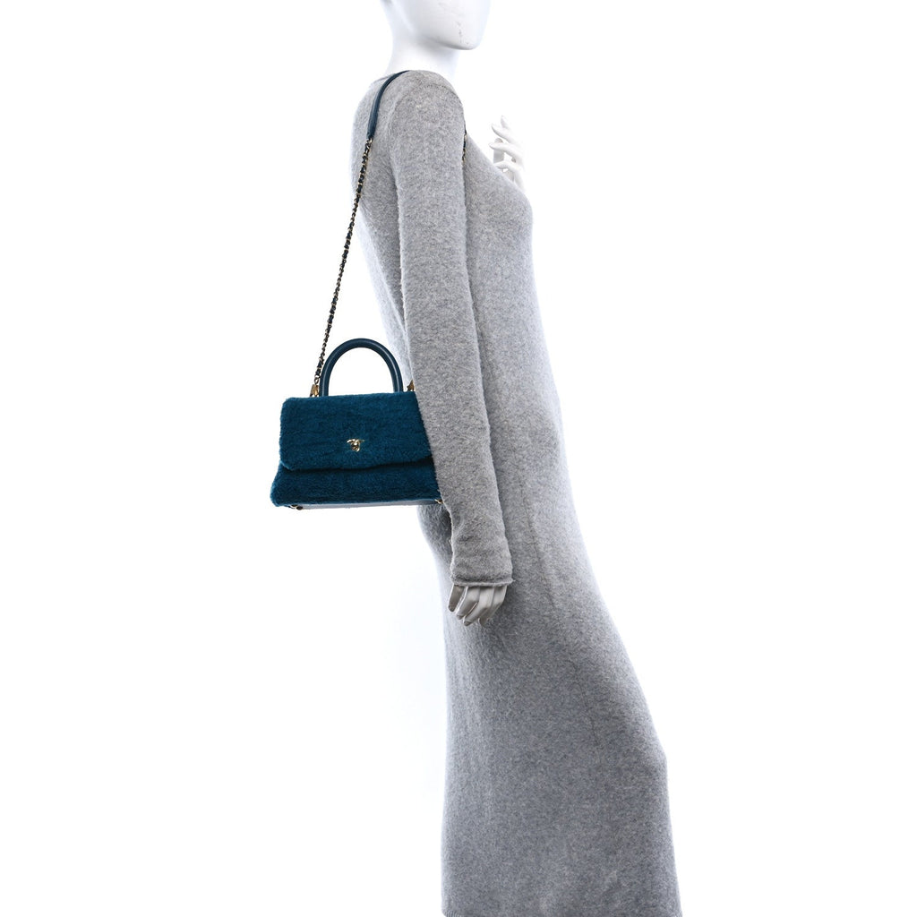 Shearling Lambskin Small Coco Handle Flap Blue