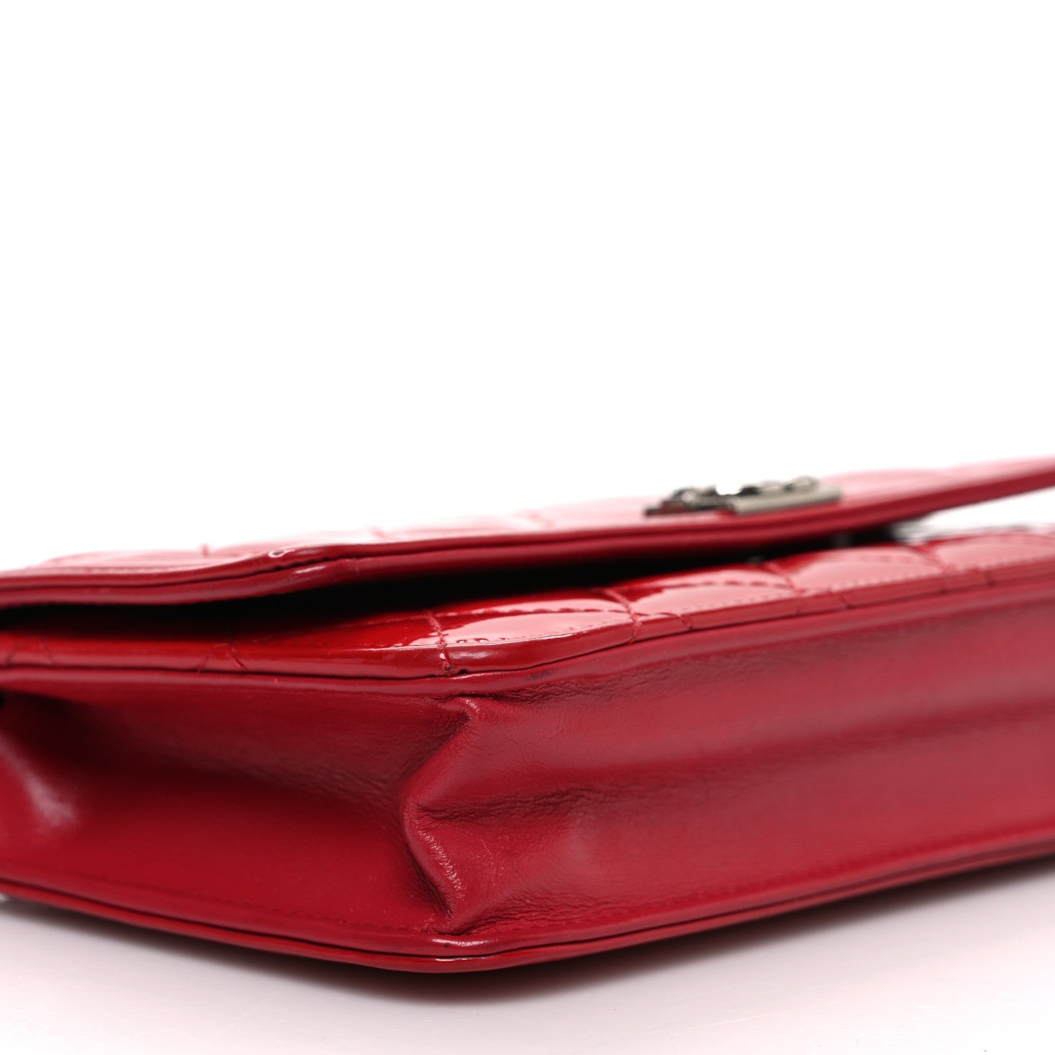 Patent Calfskin Quilted Boy Wallet On Chain WOC Red