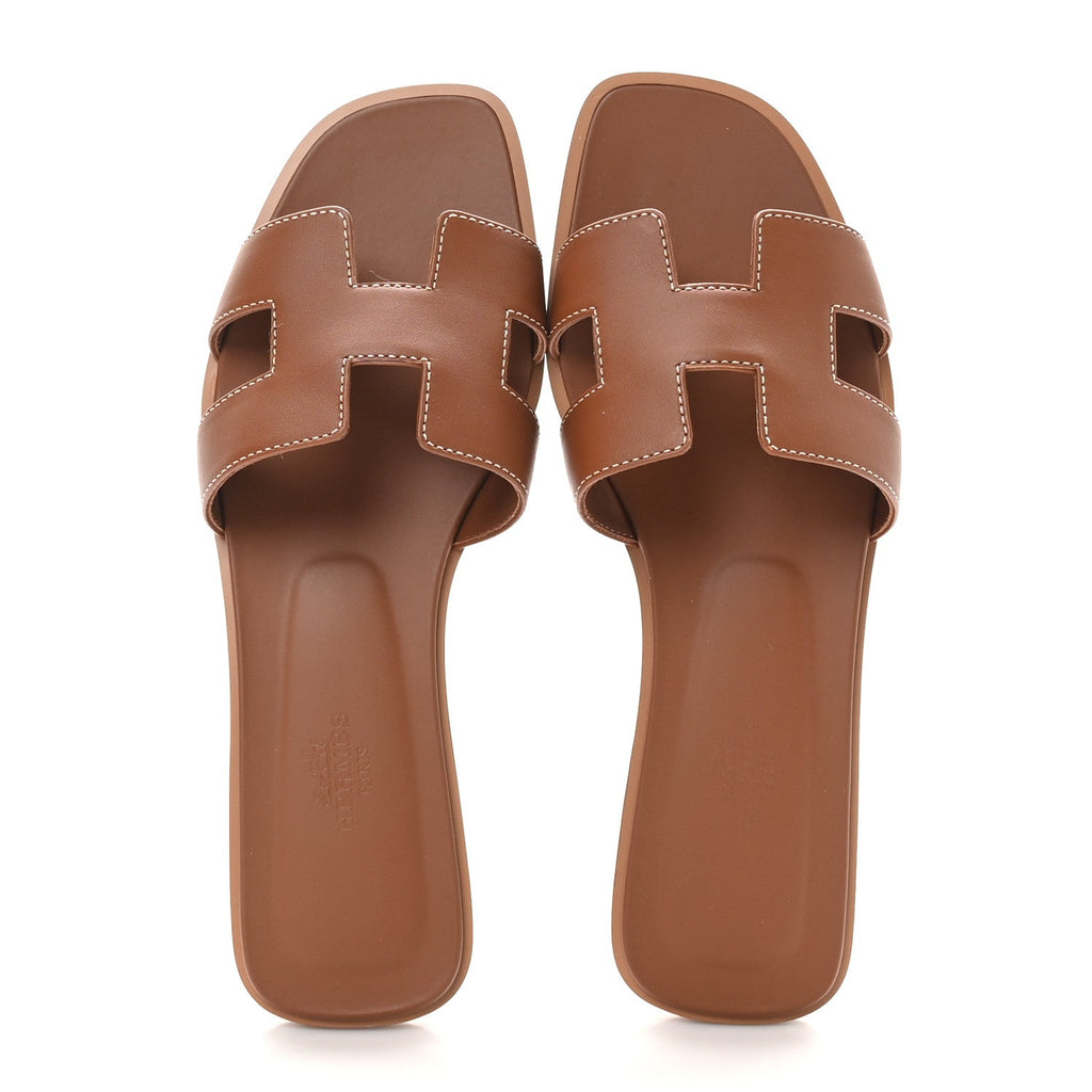 Box Calfskin Oran Sandals 37 Gold