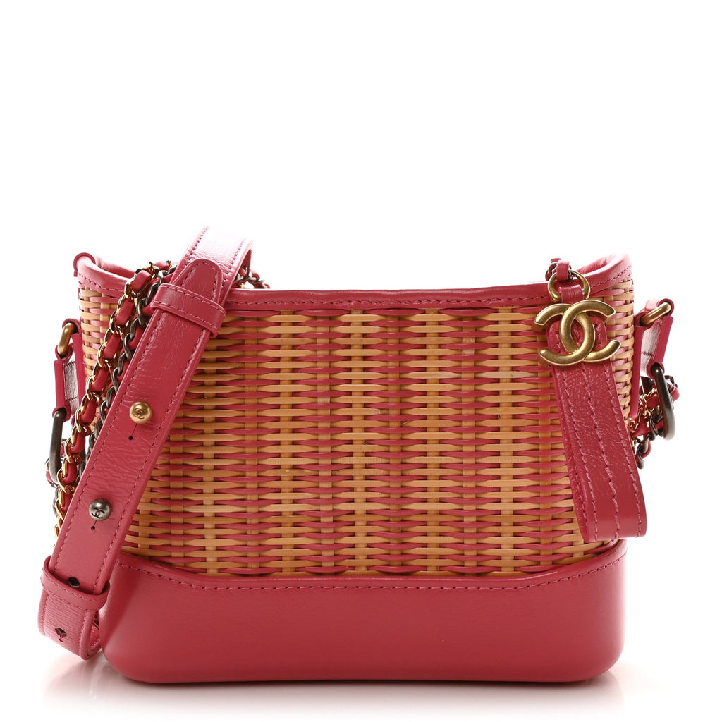 Rattan Calfskin Small Gabrielle Hobo Beige Pink