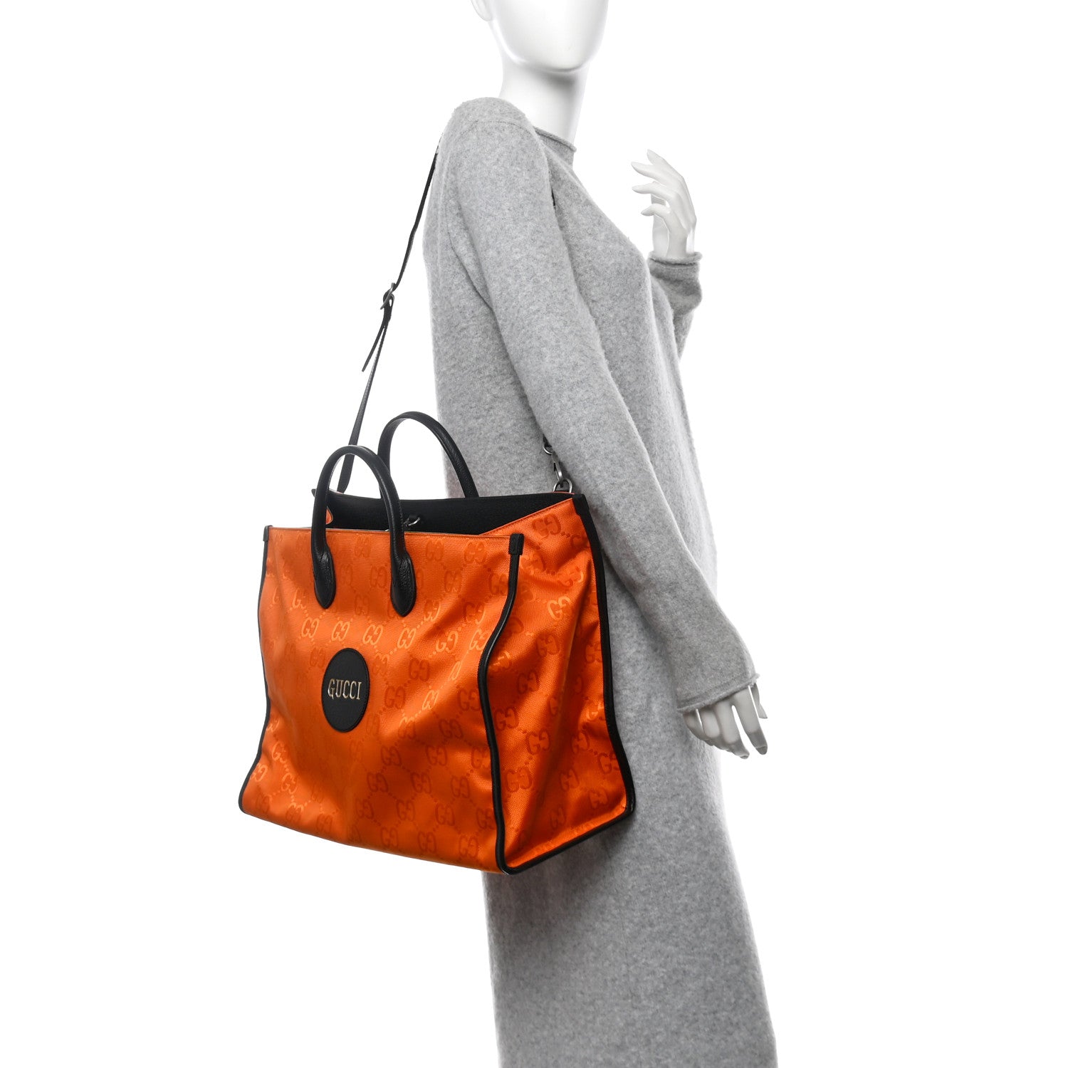 Econyl Nylon Monogram Large Off The Grid Tote Bag Carrot Orange Black