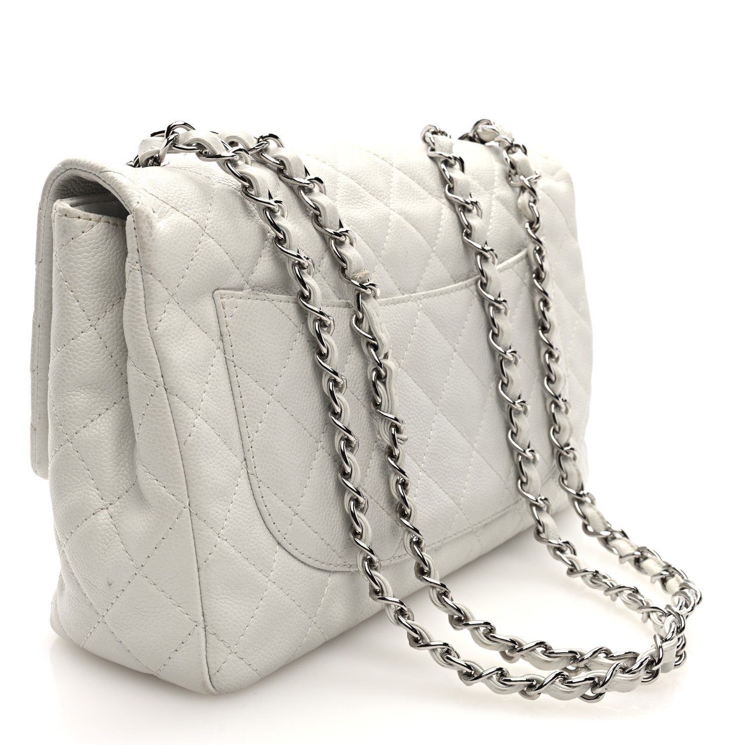 Caviar Quilted Jumbo Single Flap White