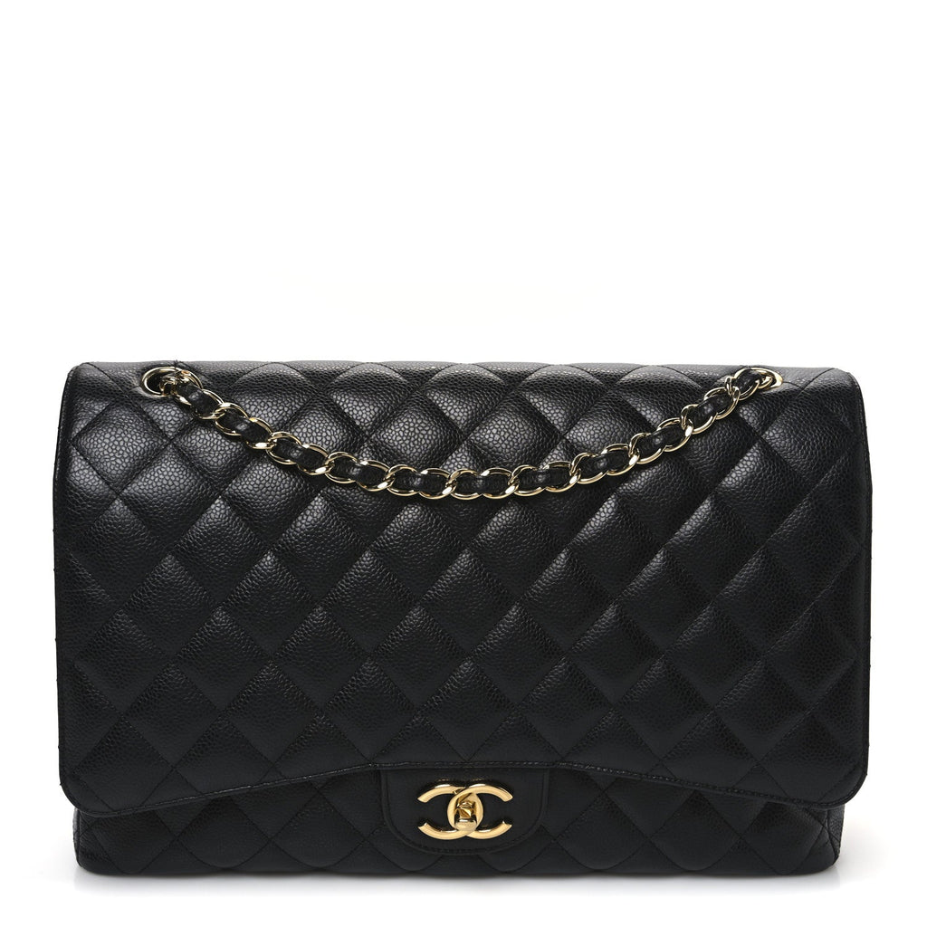 Caviar Quilted Maxi Double Flap Black