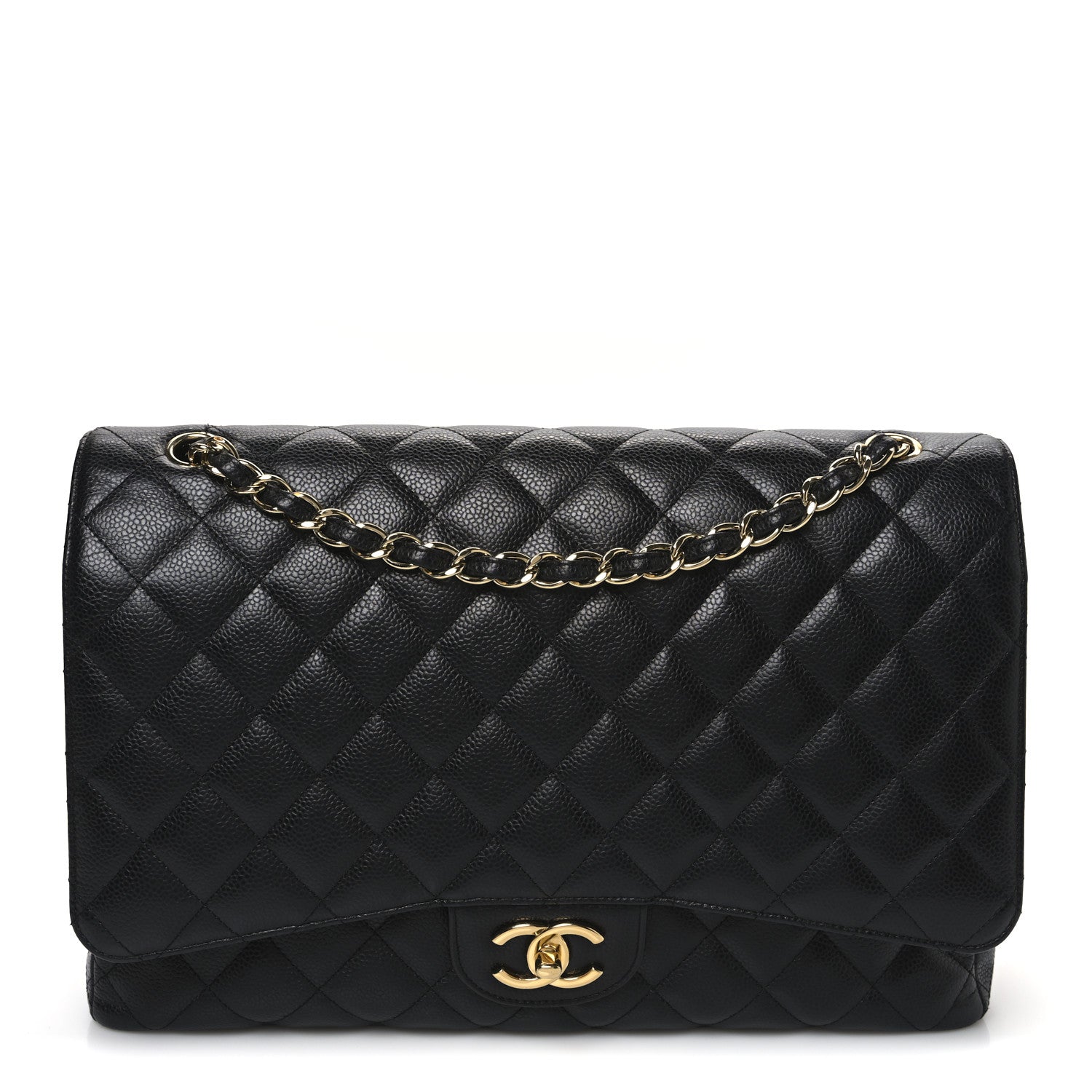 Caviar Quilted Maxi Double Flap Black