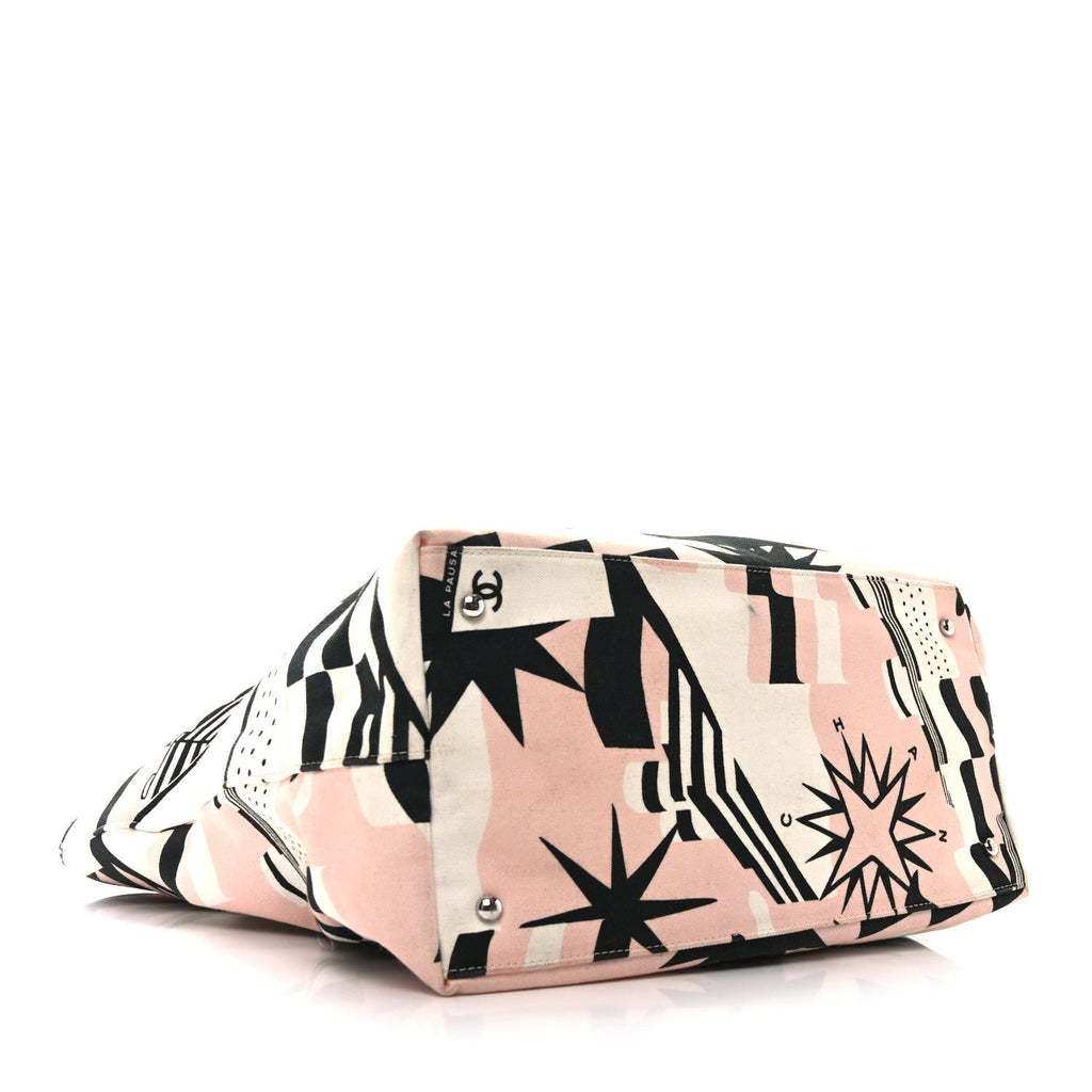 Canvas Cruise Print Tote Pink White Black