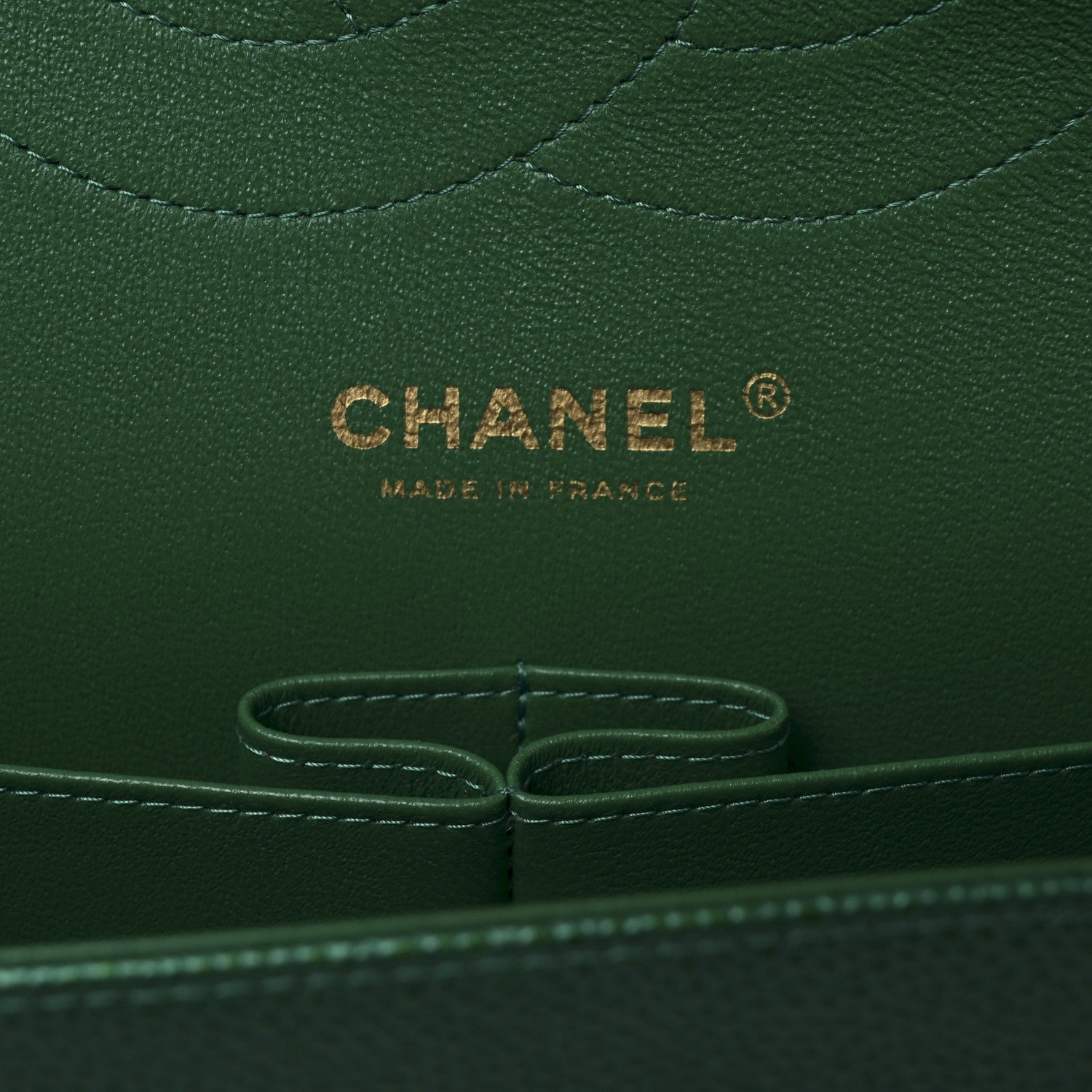 Metallic Caviar Quilted Jumbo Double Flap Green