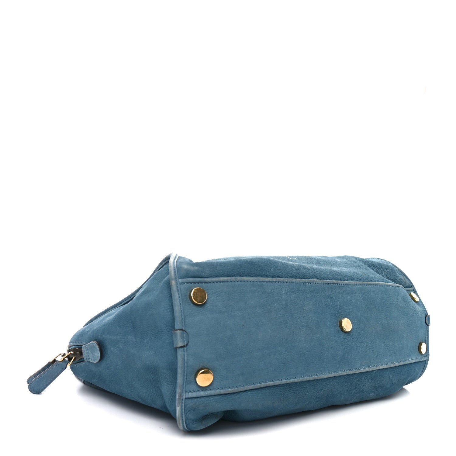 Nubuck Snakeskin Large Top Handle Bag Blue