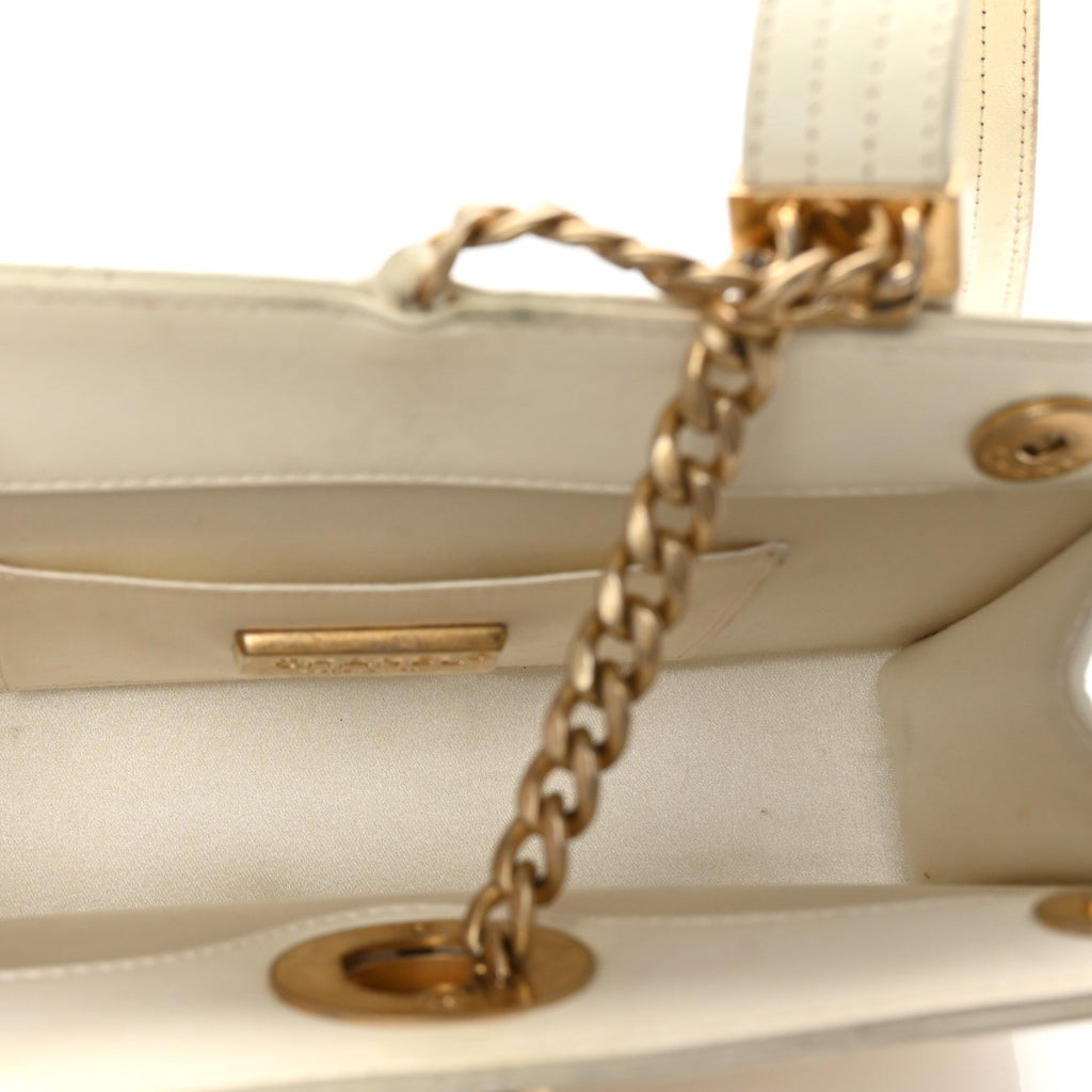 Lambskin Quilted Evening By The Sea Clutch White