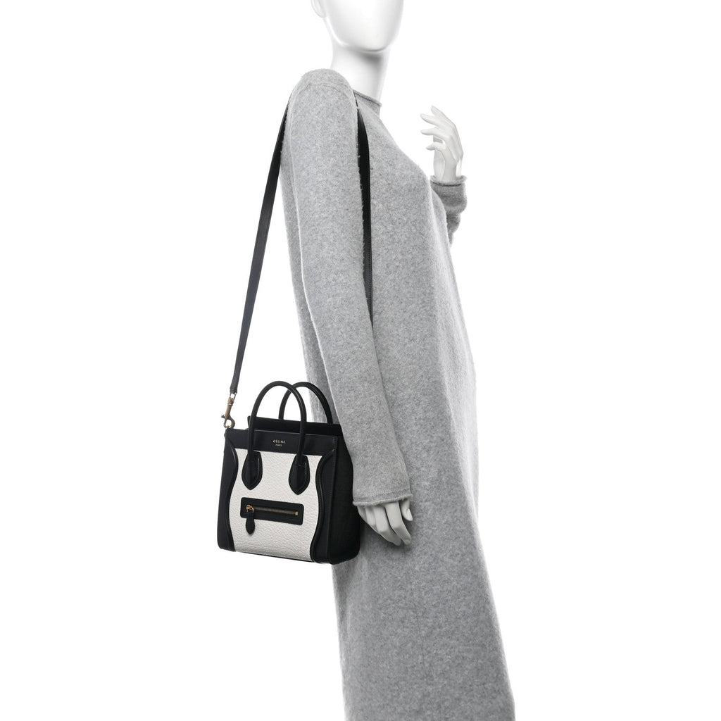 Bullhide Calfskin Nubuck Bi-Color Nano Luggage Black White