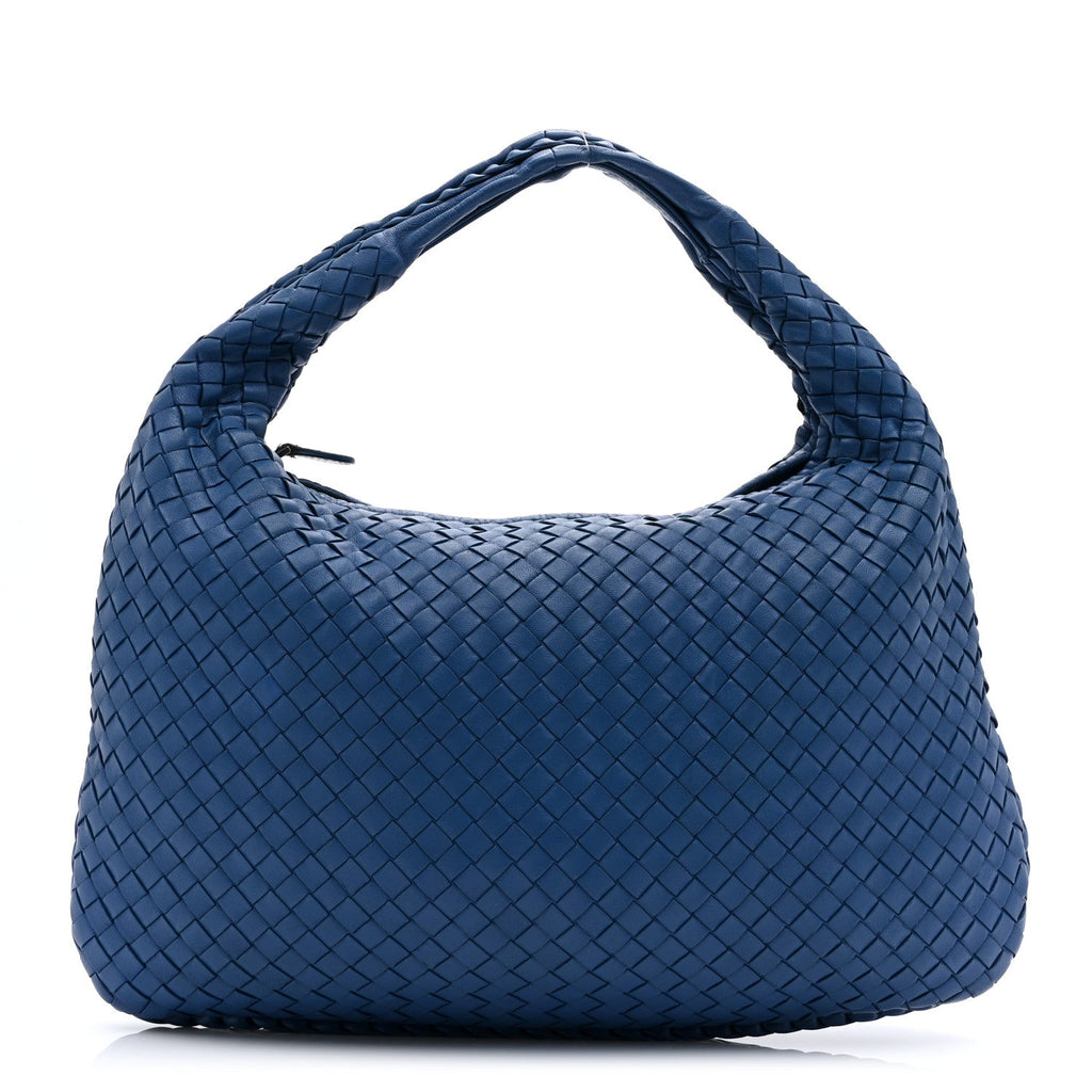 Nappa Intrecciato Medium Veneta Hobo Cobalt