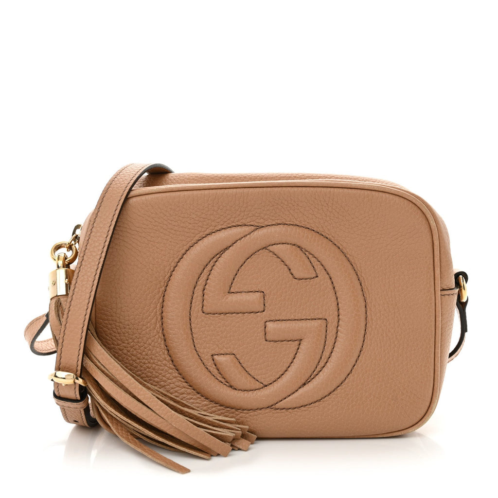 Pebbled Calfskin Small Soho Disco Bag Camelia