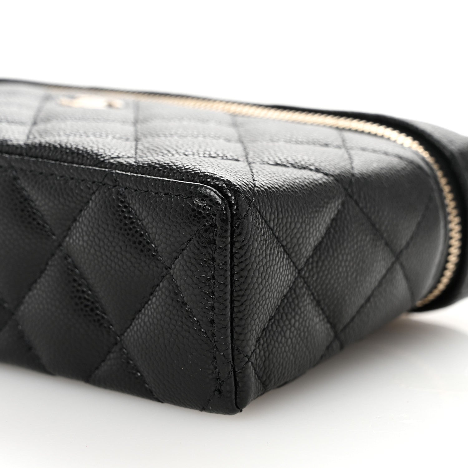 Caviar Quilted Top Handle Slim Vanity With Chain Black