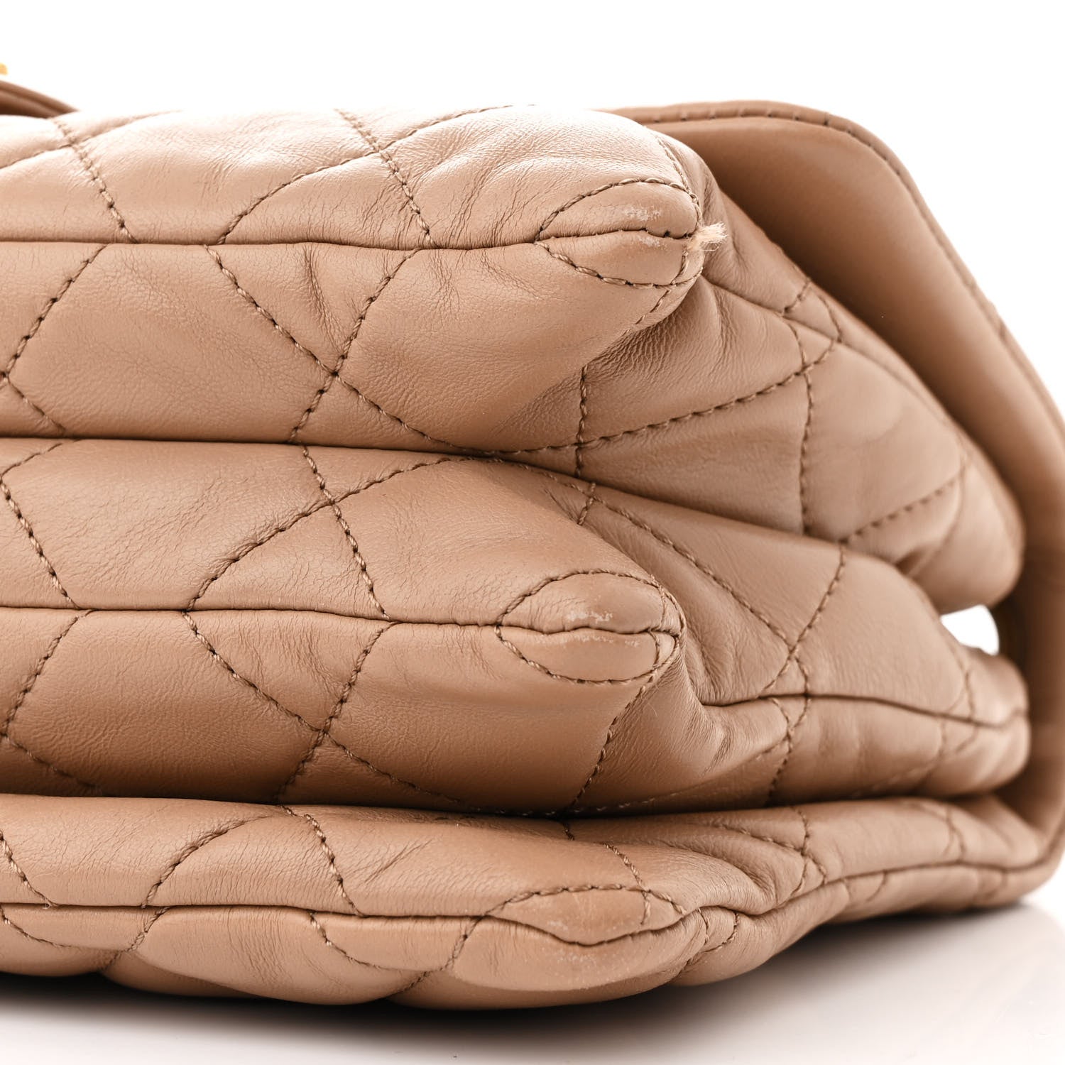 Lambskin Quilted Medium Pillow Crush Flap Beige