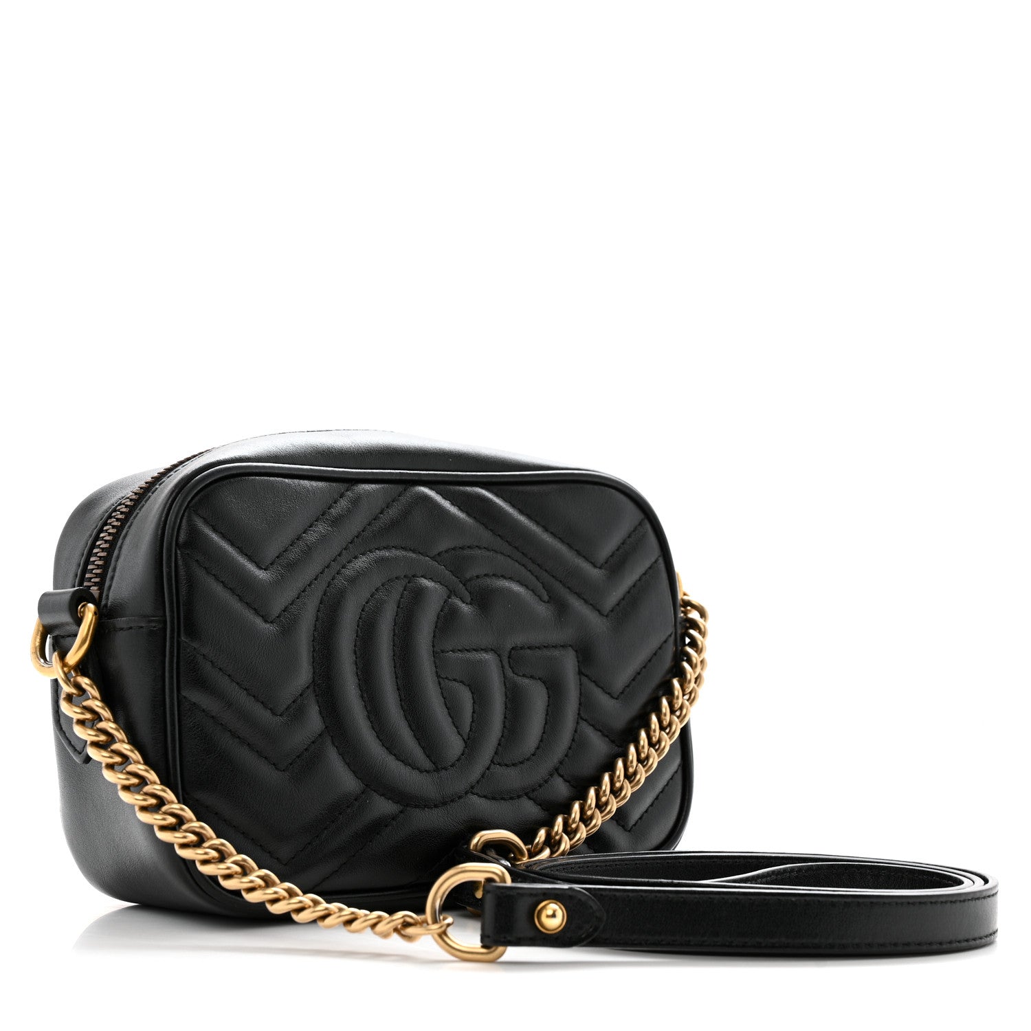 Calfskin Matelasse Mini GG Marmont Chain Shoulder Bag Black