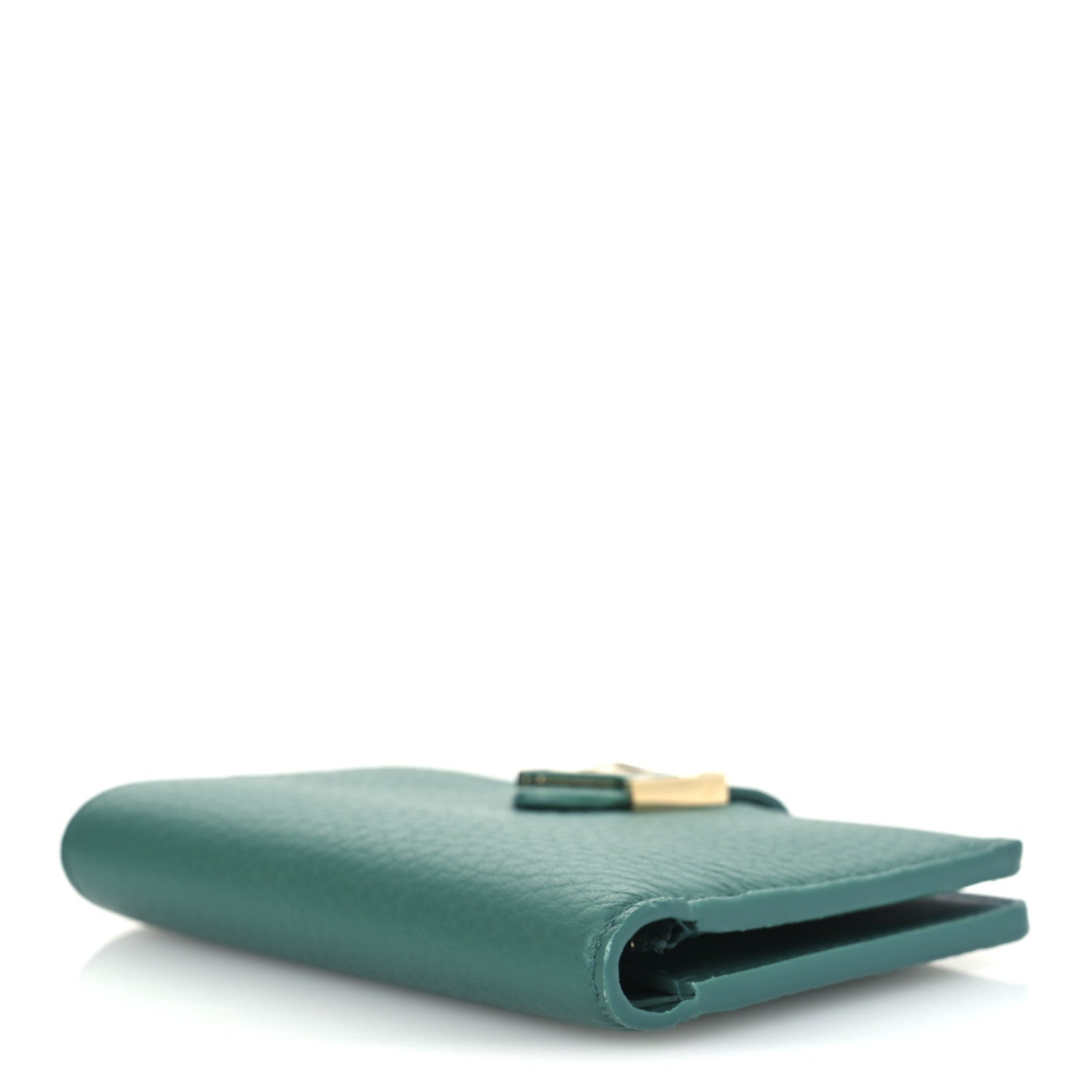 Taurillon Capucines Vertical Compact Wallet Green