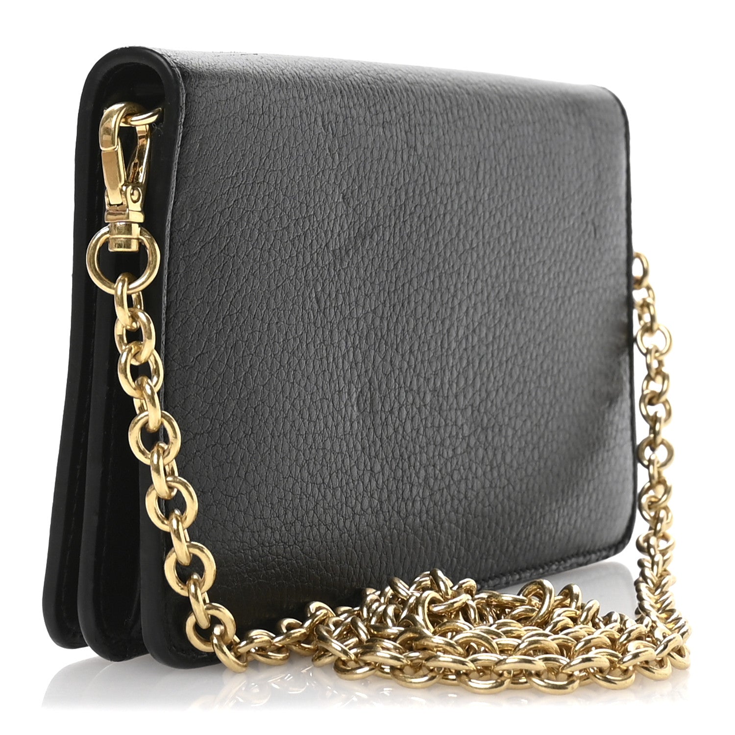 Vitello Daino Metal Chain Wallet Black