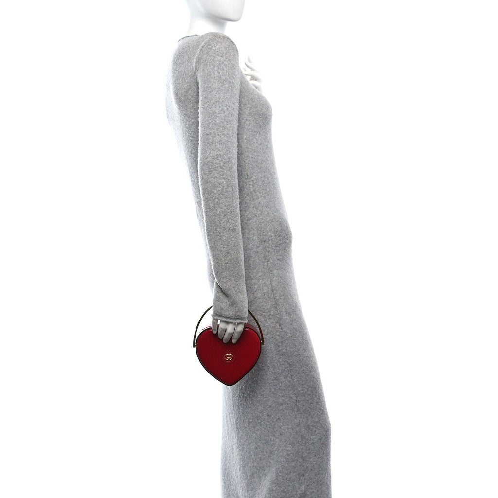 Snakeskin Broadway Mini Heart Top Handle Bag Rasberry Candy