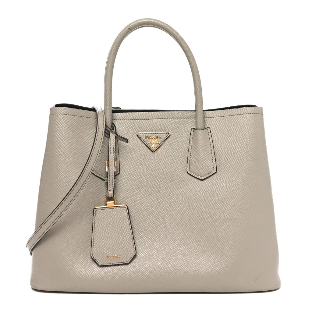 Saffiano Cuir Small Double Bag Pomice