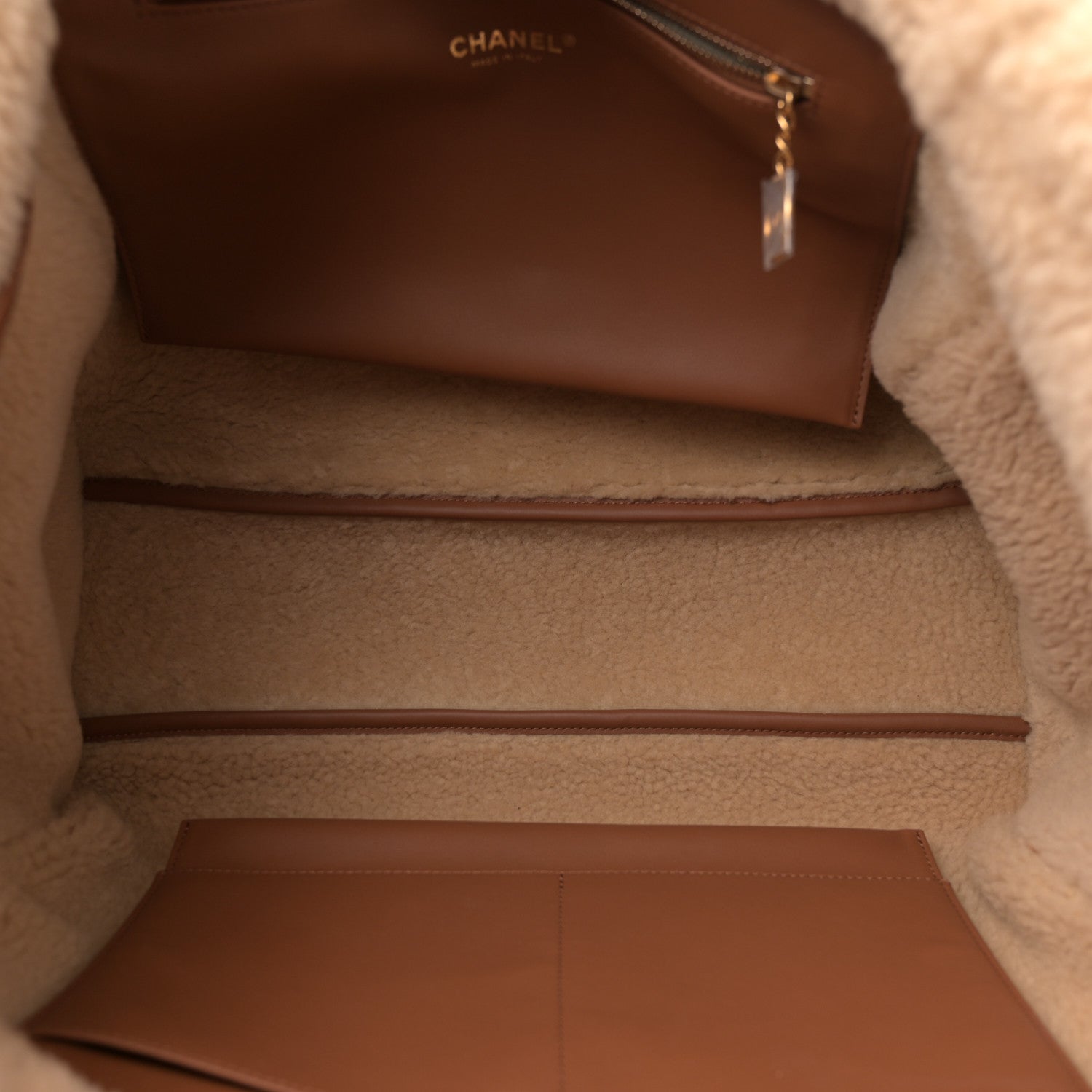 Lambskin Shearling Medium Deauville Tote Brown