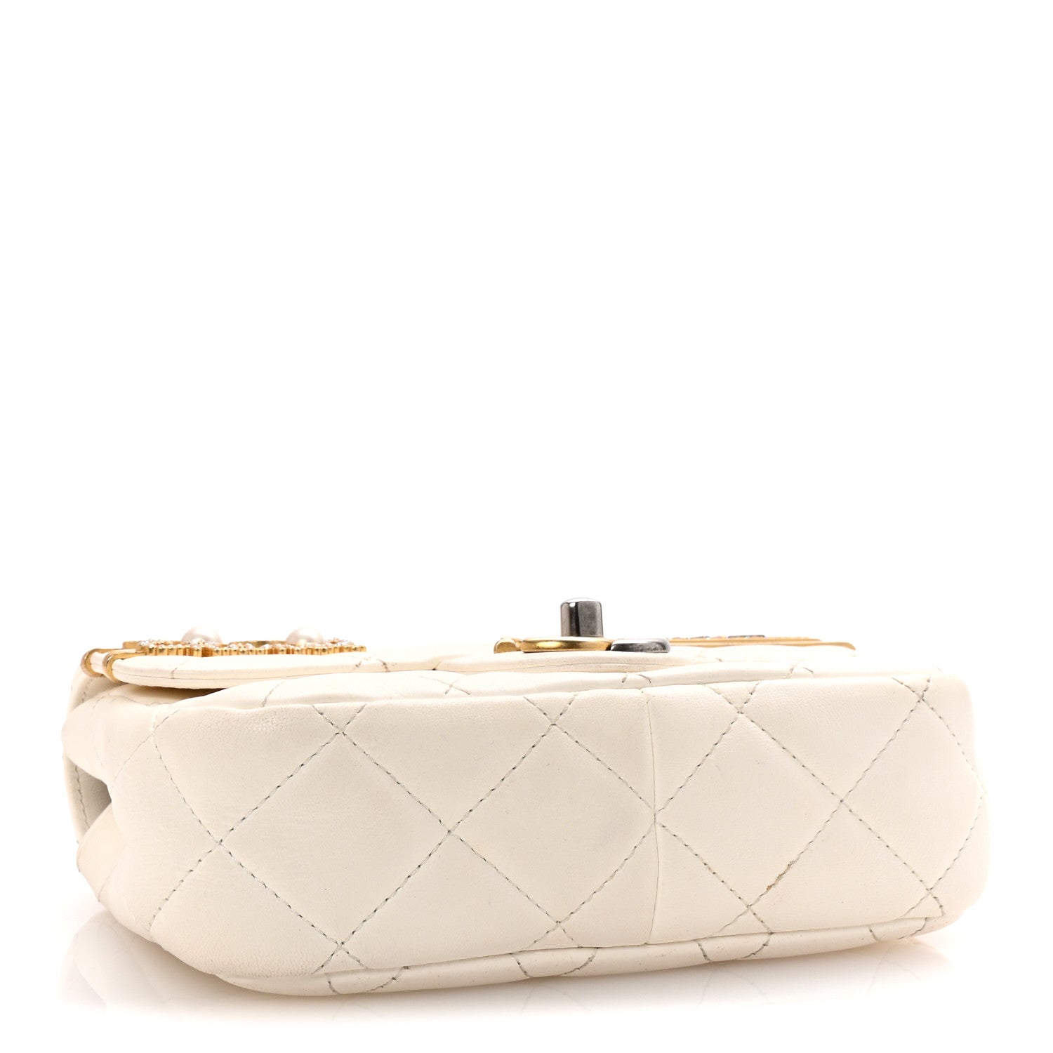 Lambskin Quilted Mini Coco Clips Flap White