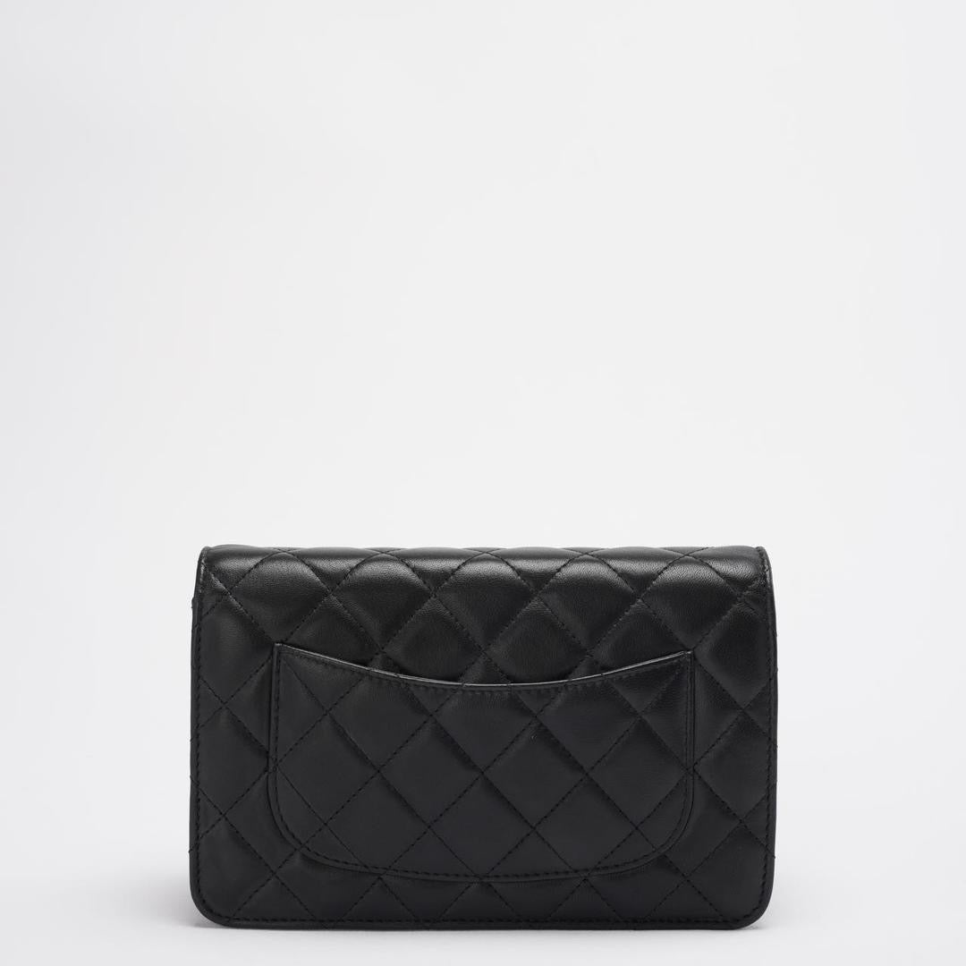 Chanel Wallet On Chain (WOC) Black Bag In Lambskin Leather With Gold Hardware 2018