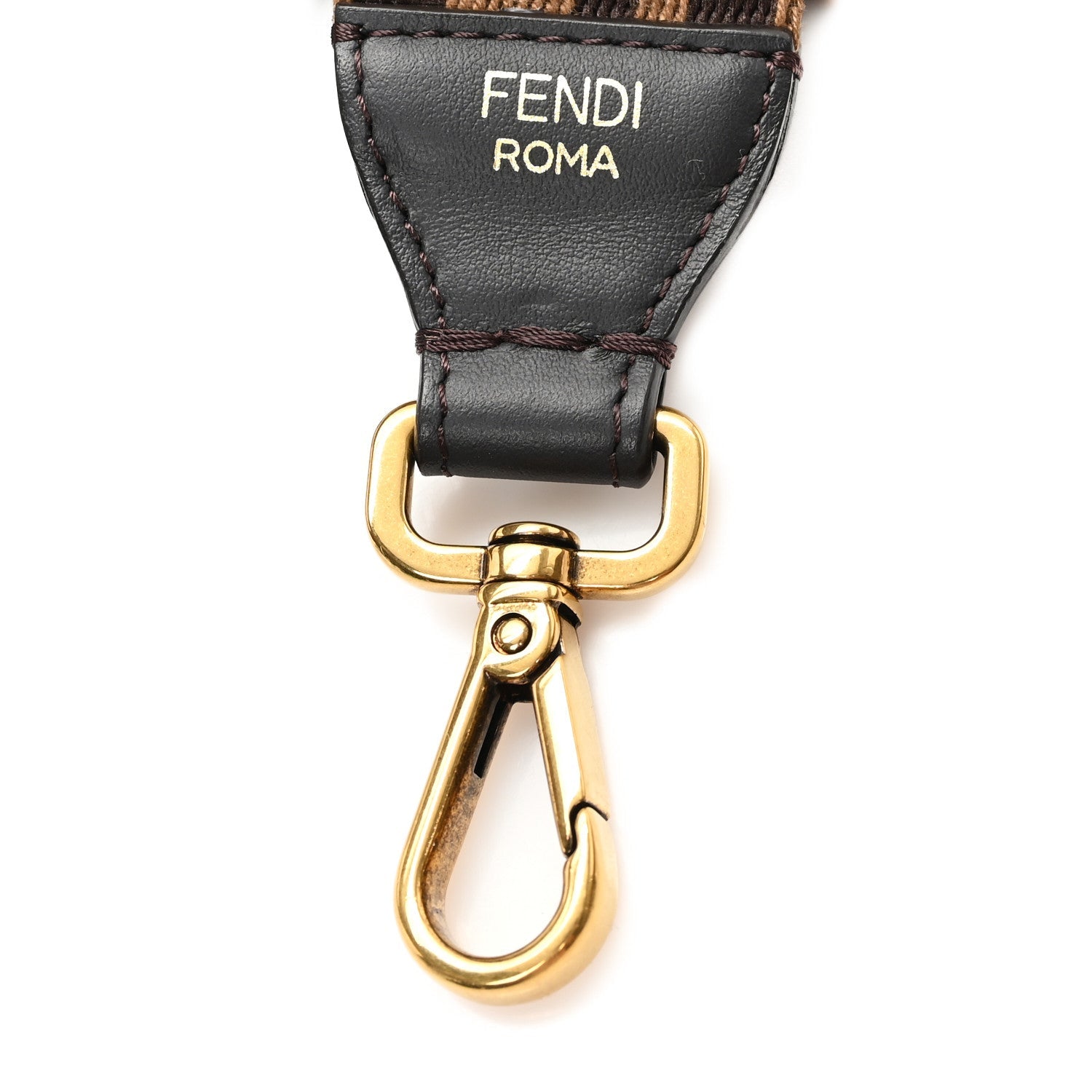 Ribbon Vitello Century FF 1974 Flat Studded Strap You Fango Marrone Ebano