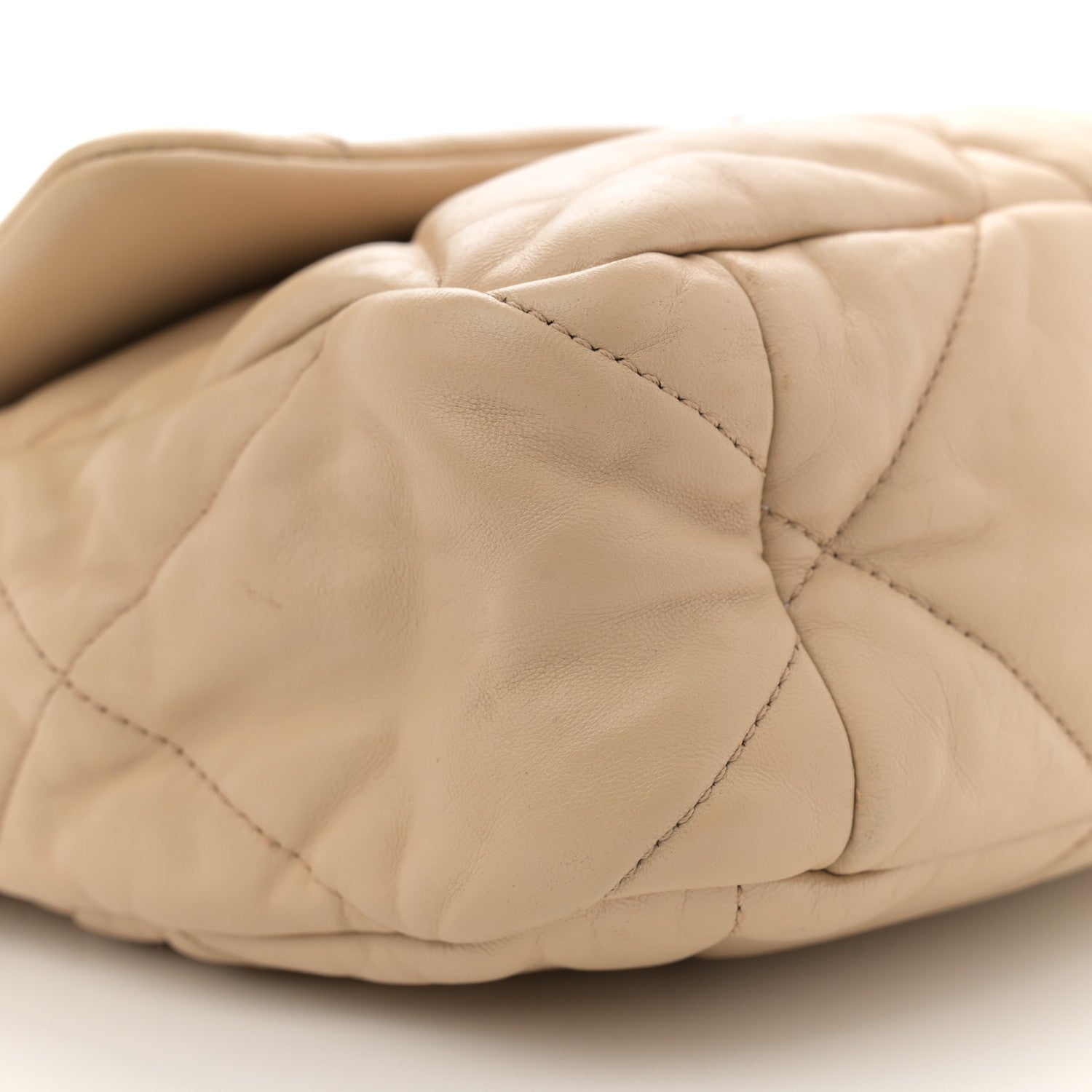 Goatskin Quilted Large Chanel 19 Flap Light Beige