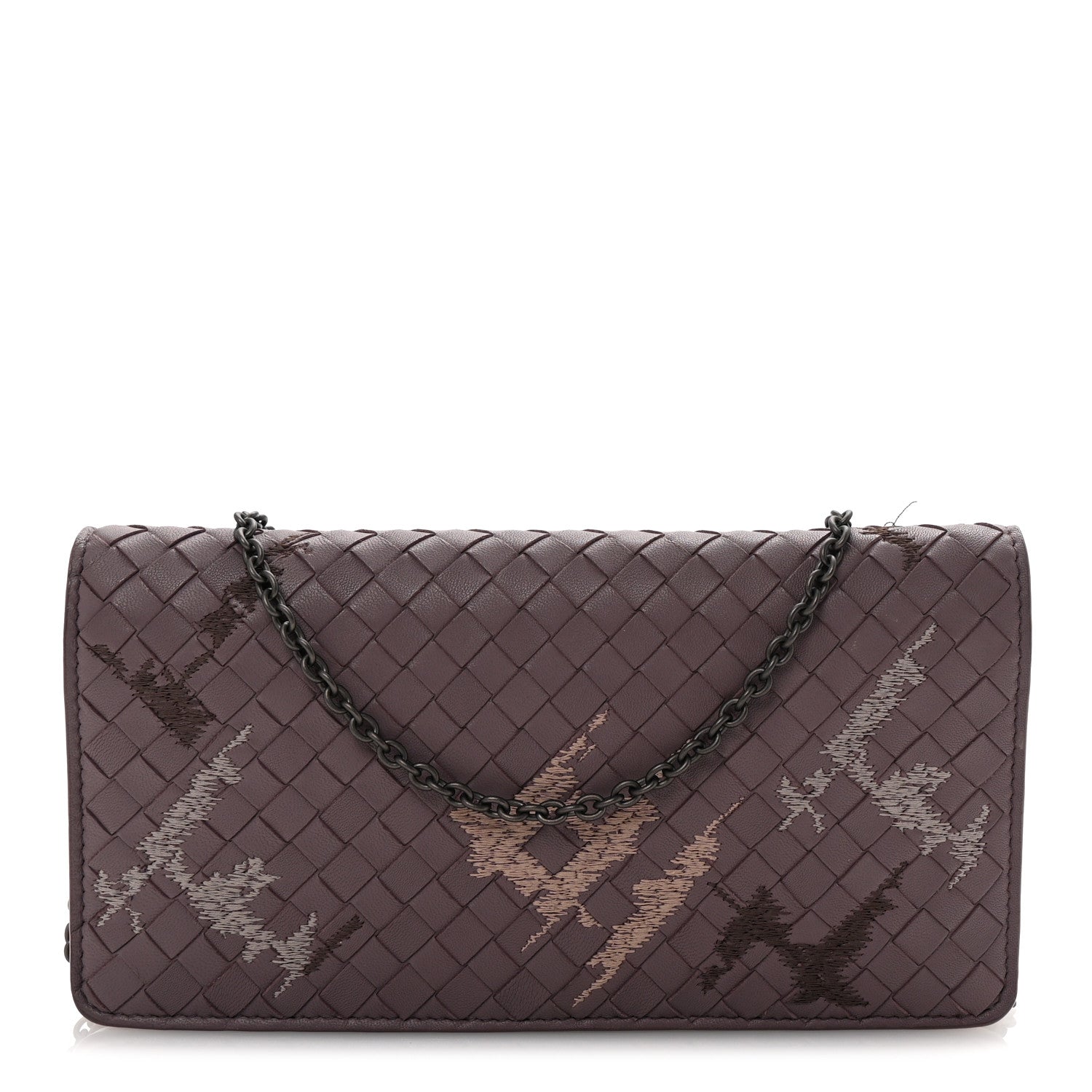 Nappa Intrecciato Graffiato Continental Wallet on Chain Glicine